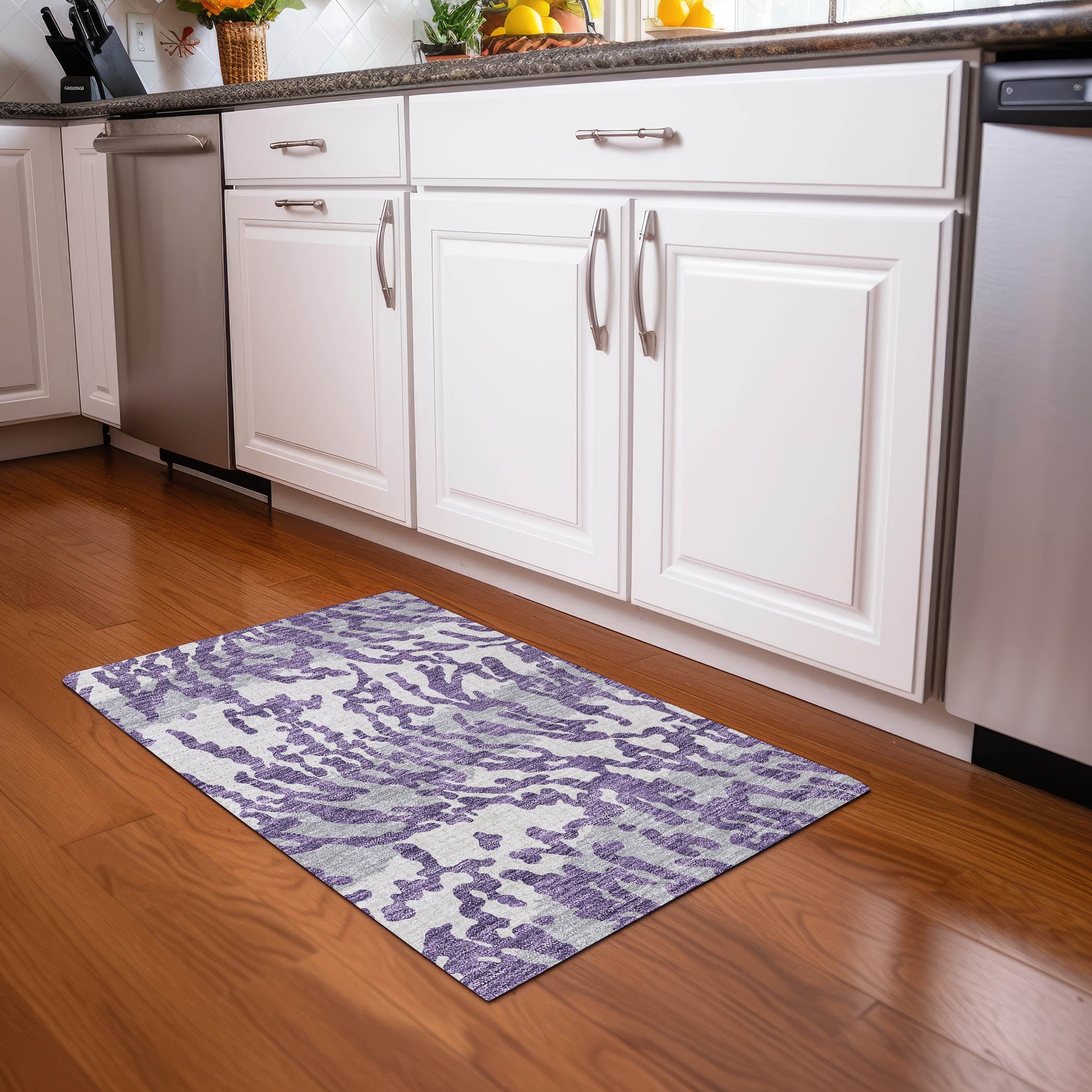 Baku Machine Washable Transitional Purple Rug 1'8" x 2'6" #shape_Rectangle