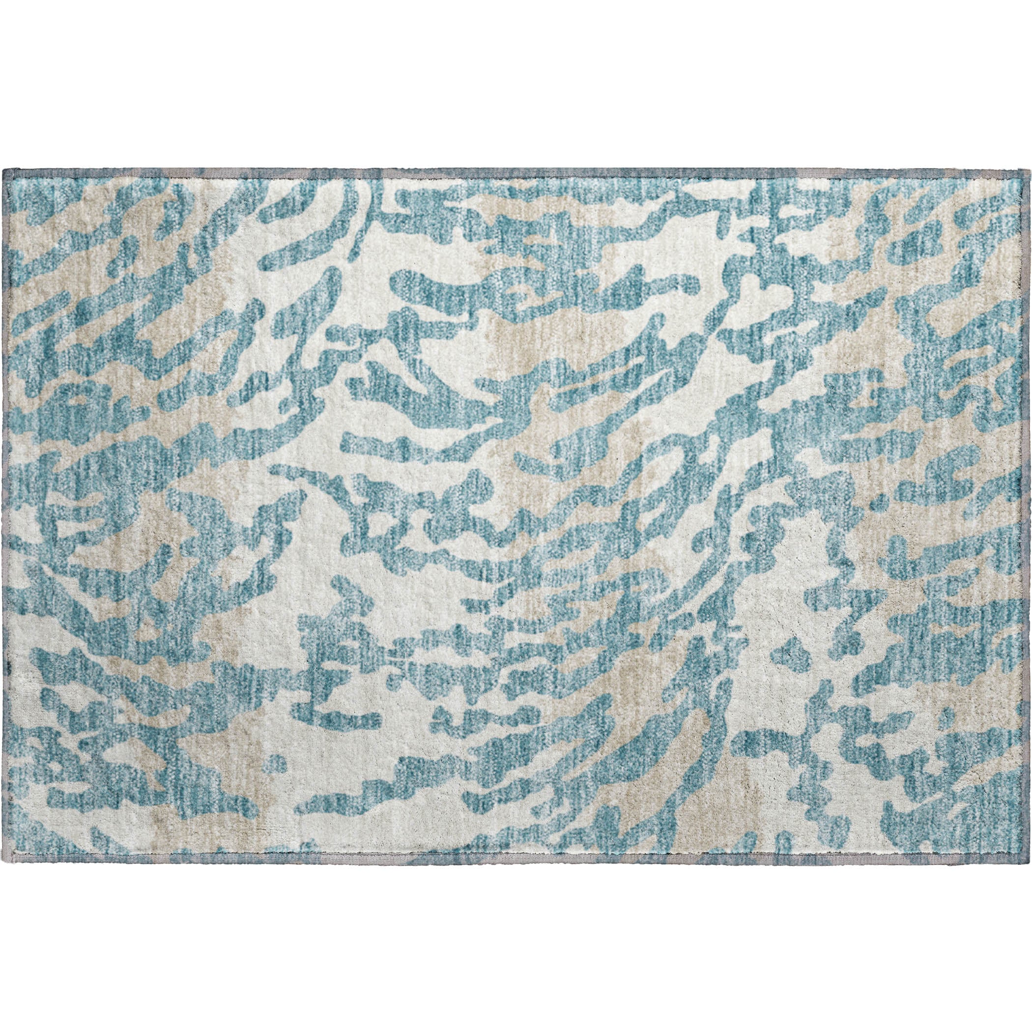 Baku Machine Washable Transitional Teal Rug 1'8" x 2'6" #shape_Rectangle