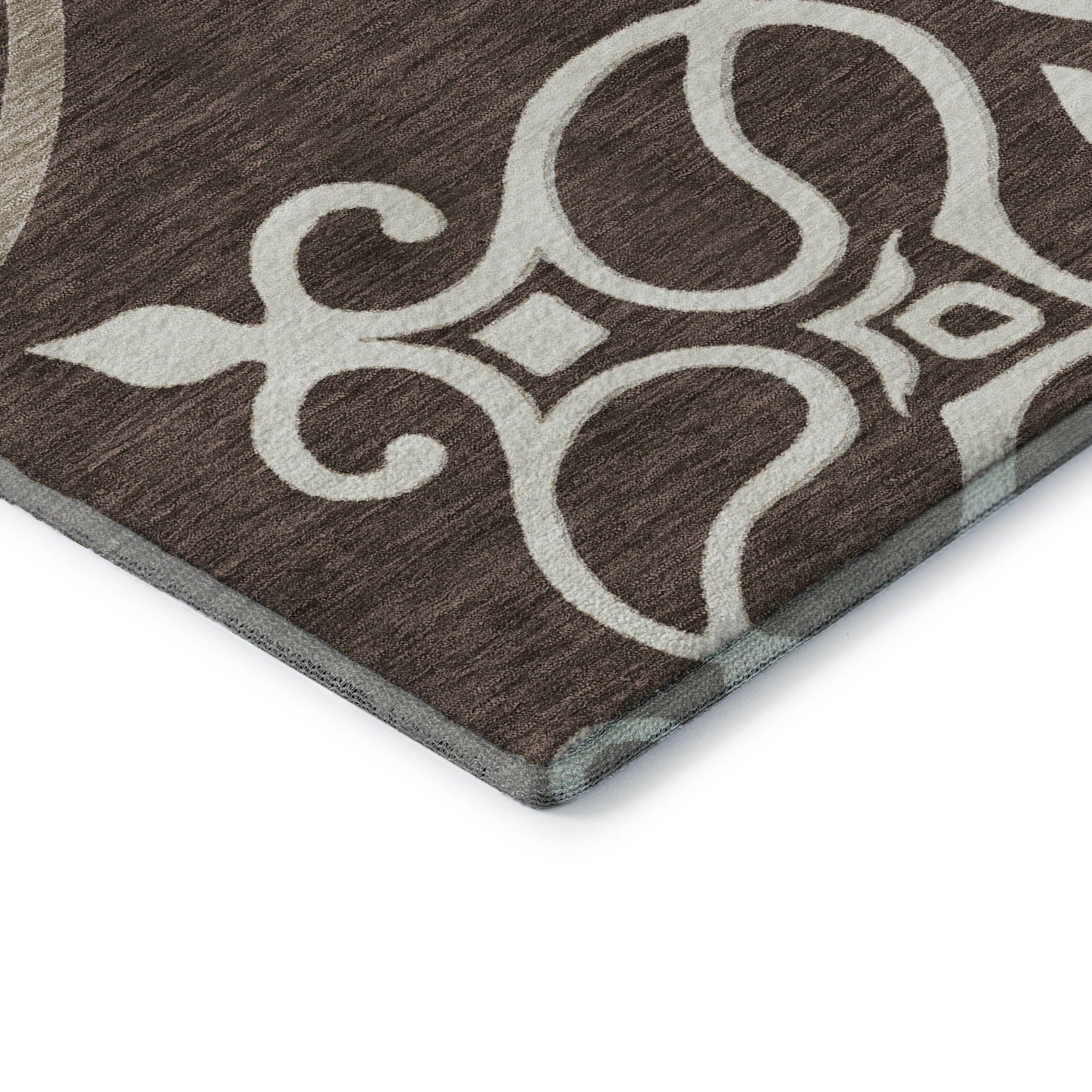 Kathmandu Machine Washable Transitional Chocolate Brown Rug 1'8" x 2'6" #shape_Rectangle