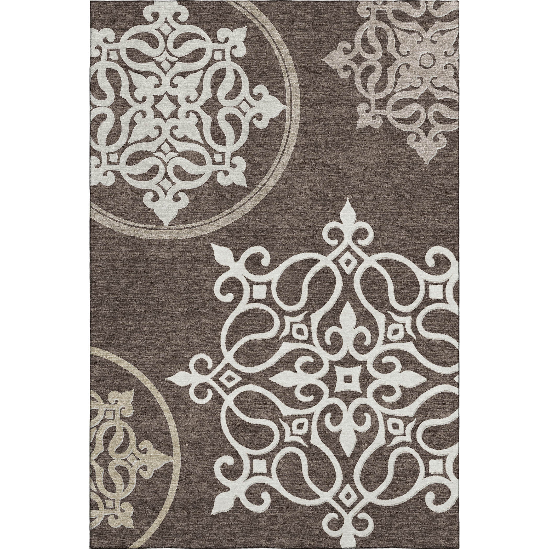 Kathmandu Machine Washable Transitional Chocolate Brown Rug 2'6" x 3'10" #shape_Rectangle