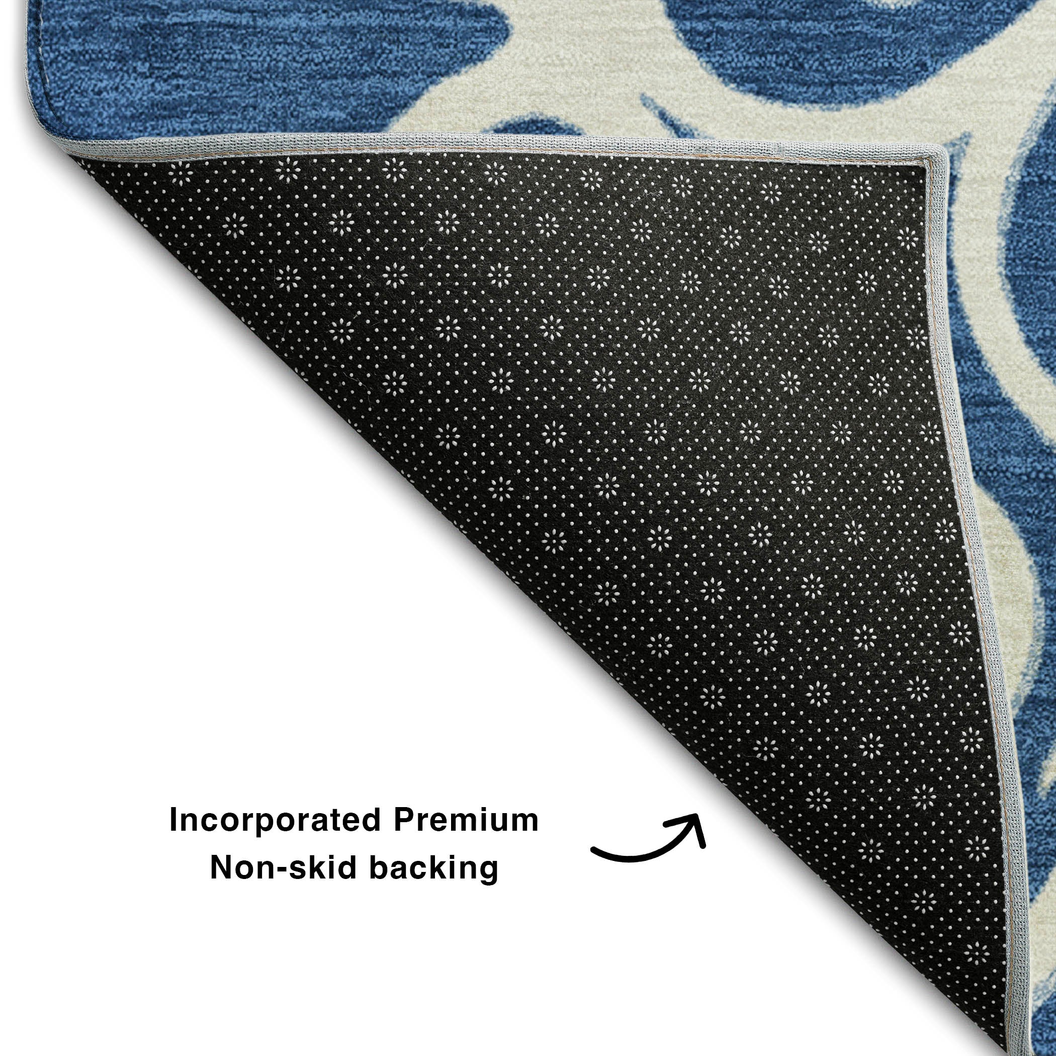 Kathmandu Machine Washable Transitional Navy Blue Rug 1'8" x 2'6" #shape_Rectangle