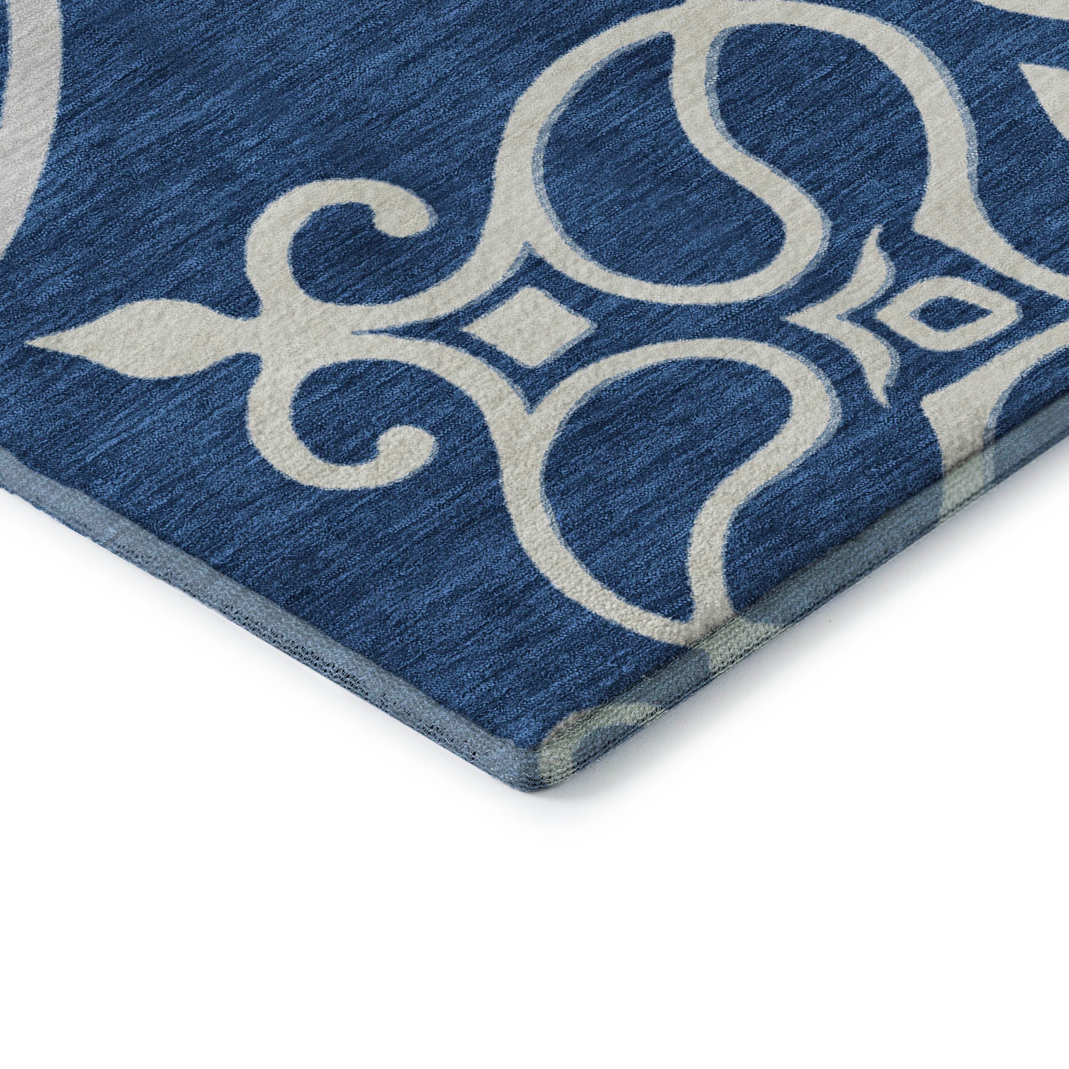 Kathmandu Machine Washable Transitional Navy Blue Rug 1'8" x 2'6" #shape_Rectangle