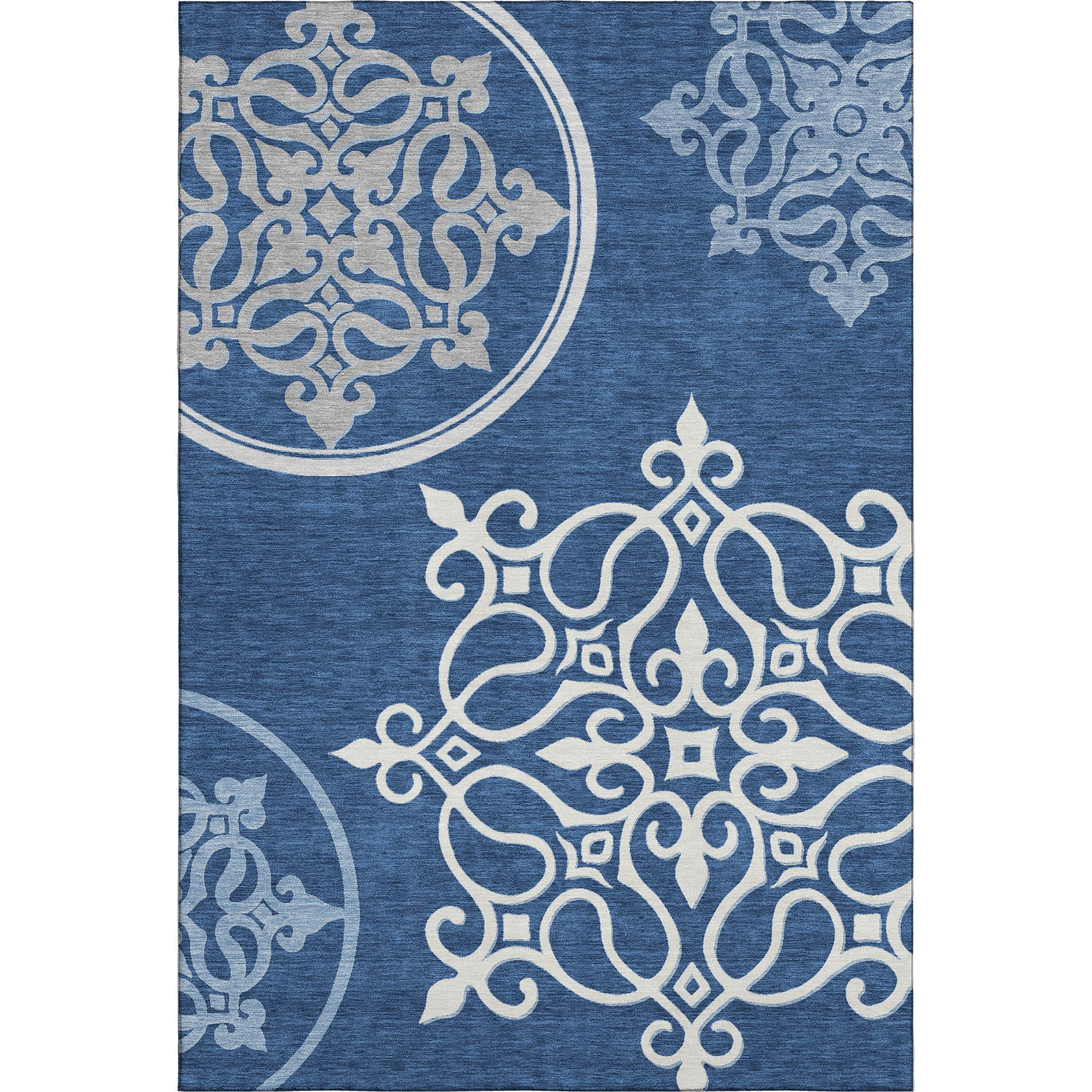 Kathmandu Machine Washable Transitional Navy Blue Rug 2'6" x 3'10" #shape_Rectangle