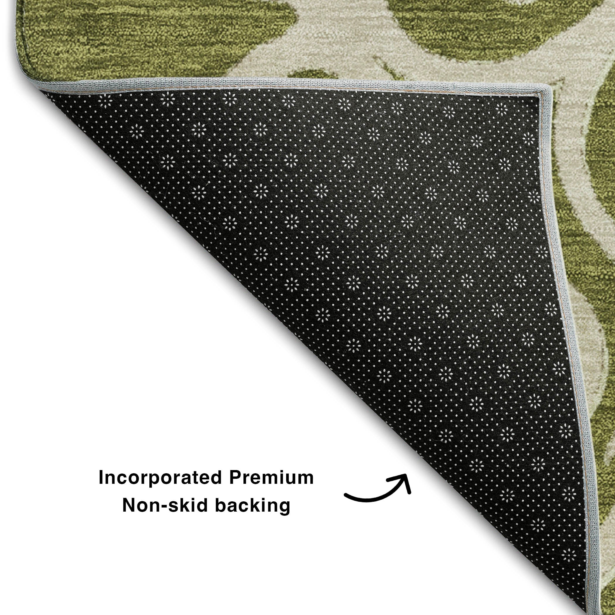 Kathmandu Machine Washable Transitional Olive Green Rug 1'8" x 2'6" #shape_Rectangle