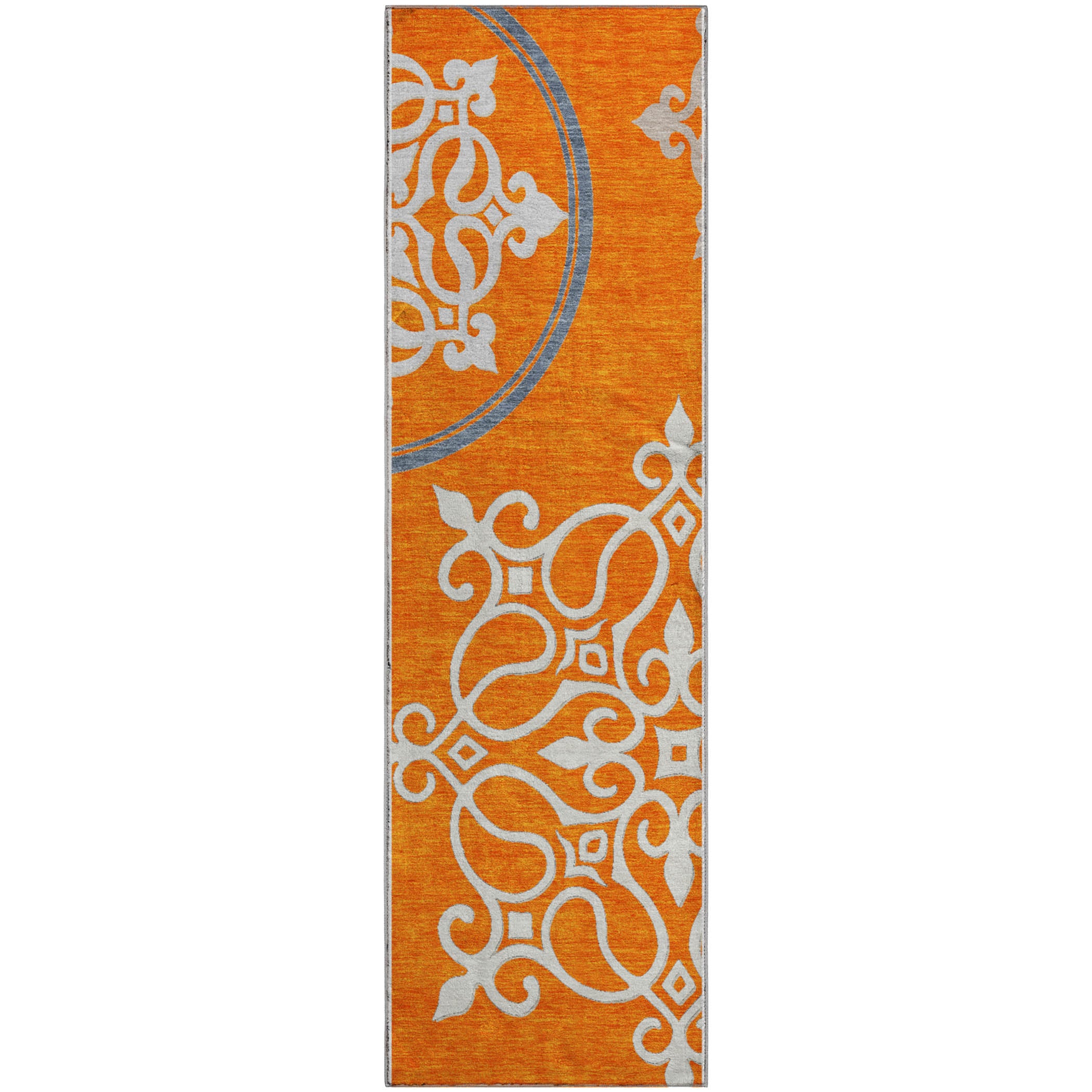 Kathmandu Machine Washable Transitional Orange Rug 2'3" x 7'6" #shape_Runner