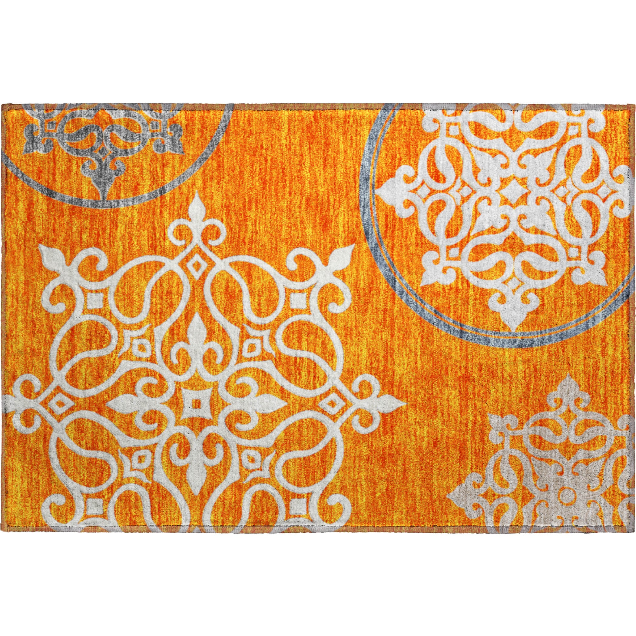 Kathmandu Machine Washable Transitional Orange Rug 1'8" x 2'6" #shape_Rectangle
