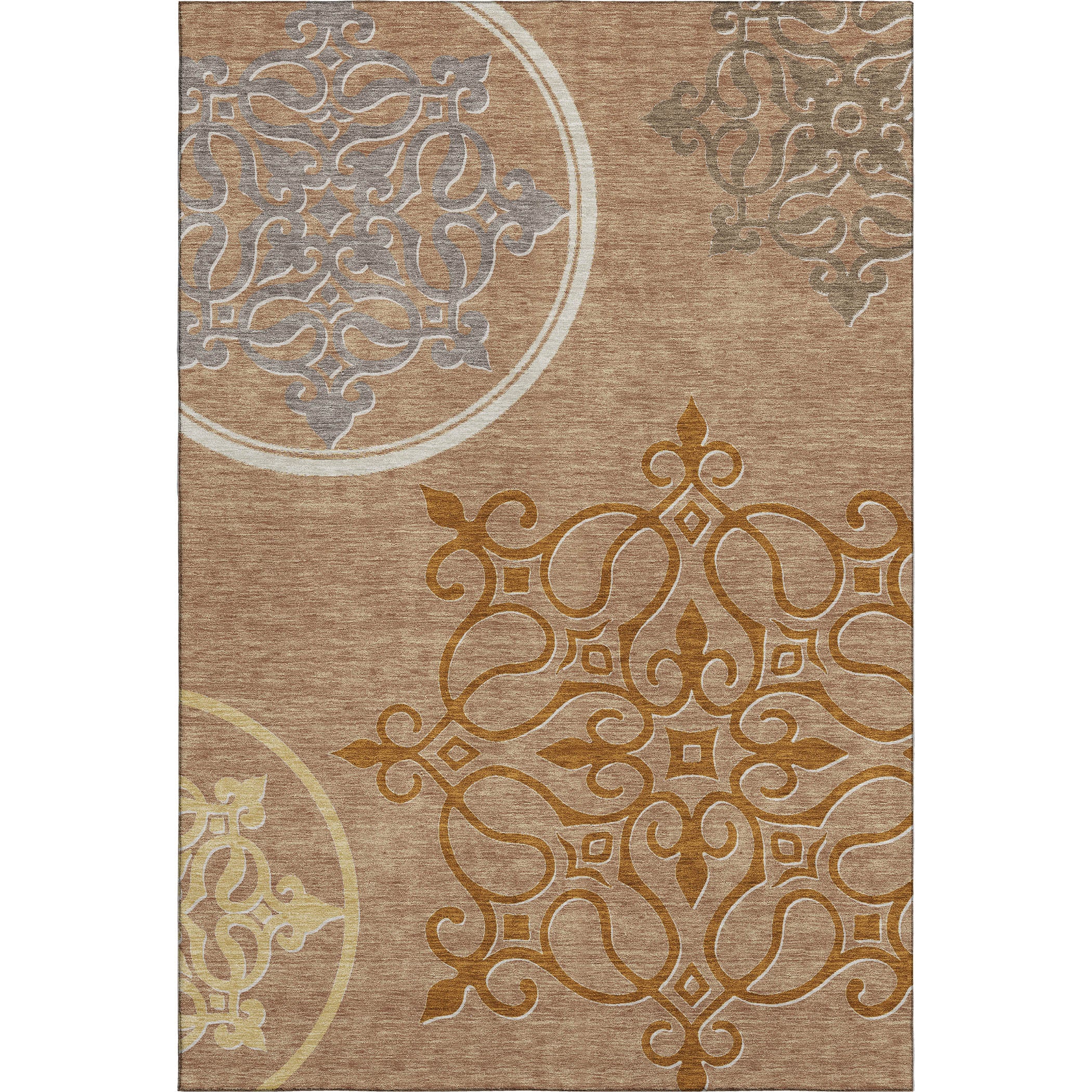 Kathmandu Machine Washable Transitional Terracotta Orange Rug 2'6" x 3'10" #shape_Rectangle