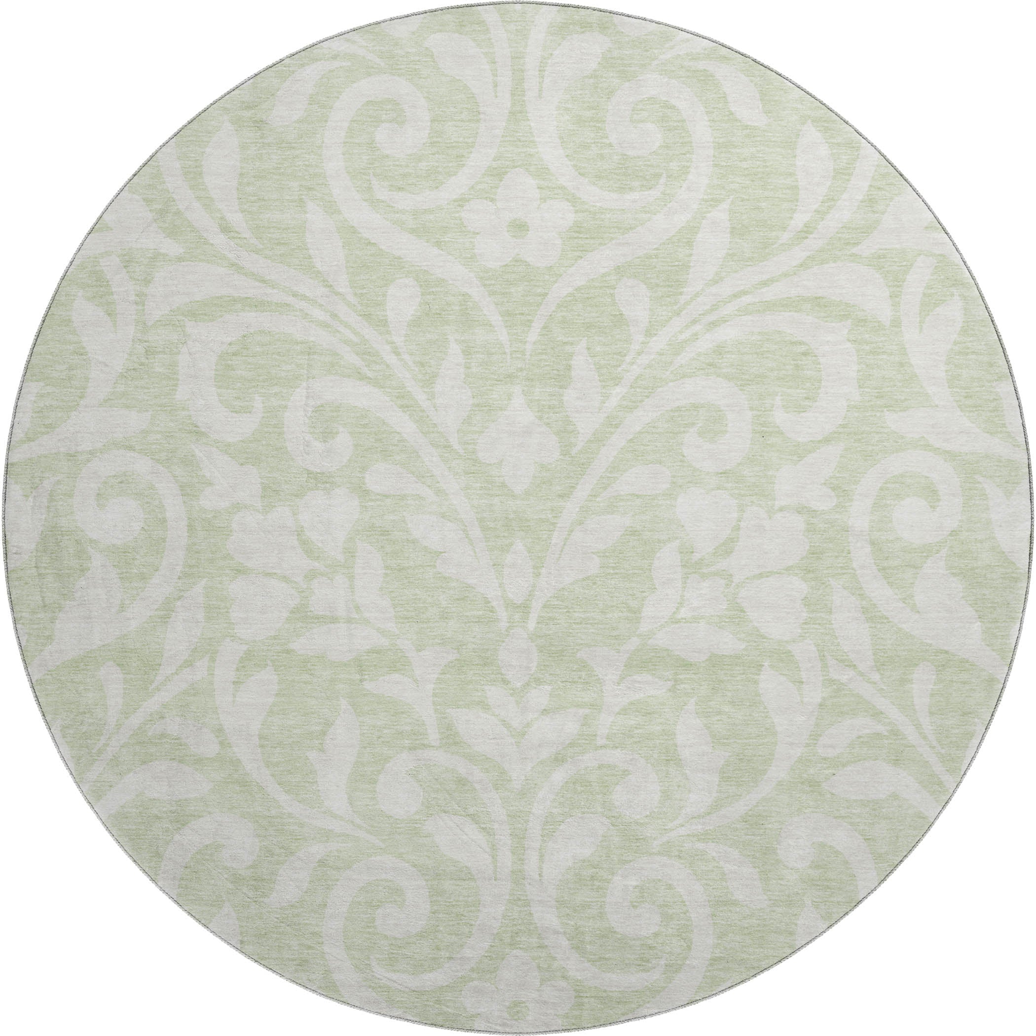 Montevideo Machine Washable Transitional Aloe Green Rug 8' x 8' #shape_Round