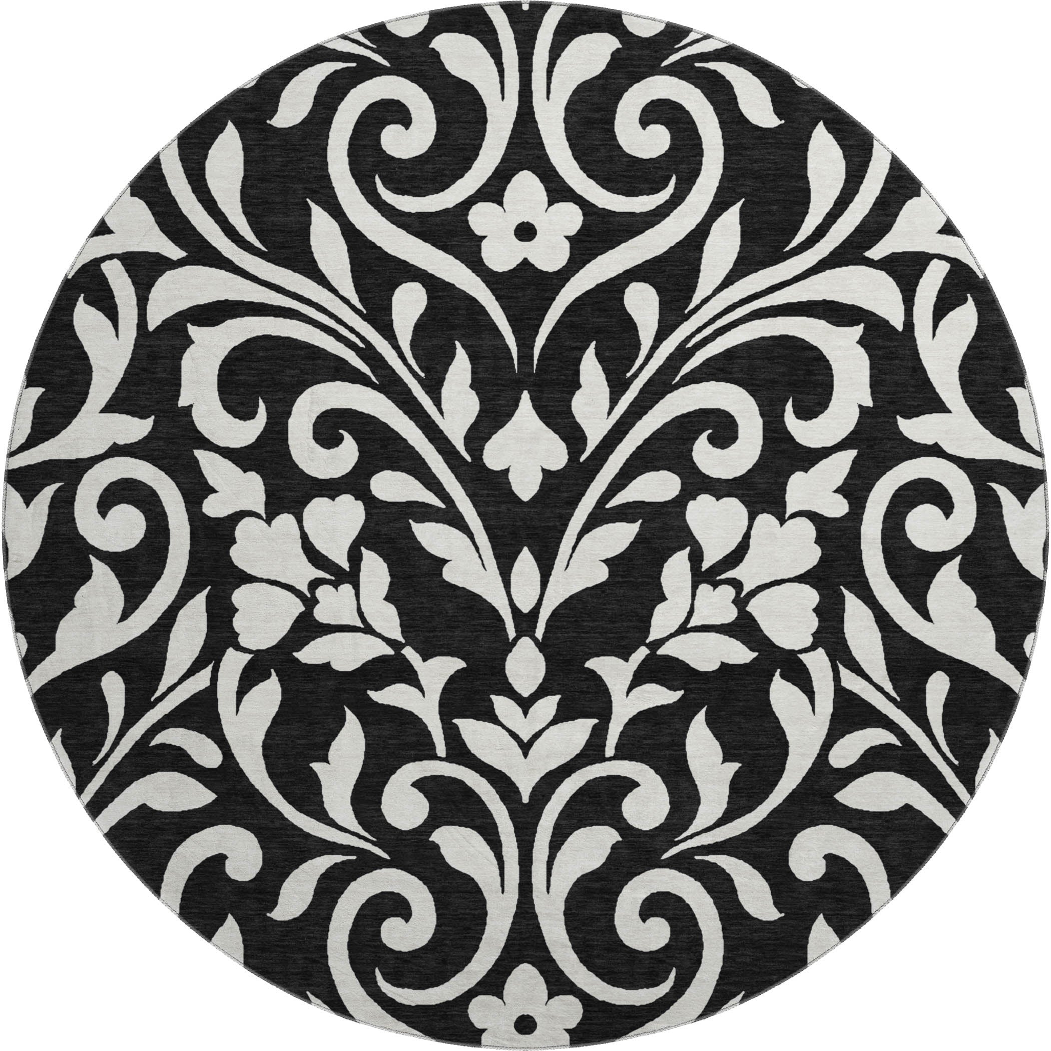 Montevideo Machine Washable Transitional Black Rug 8' x 8' #shape_Round