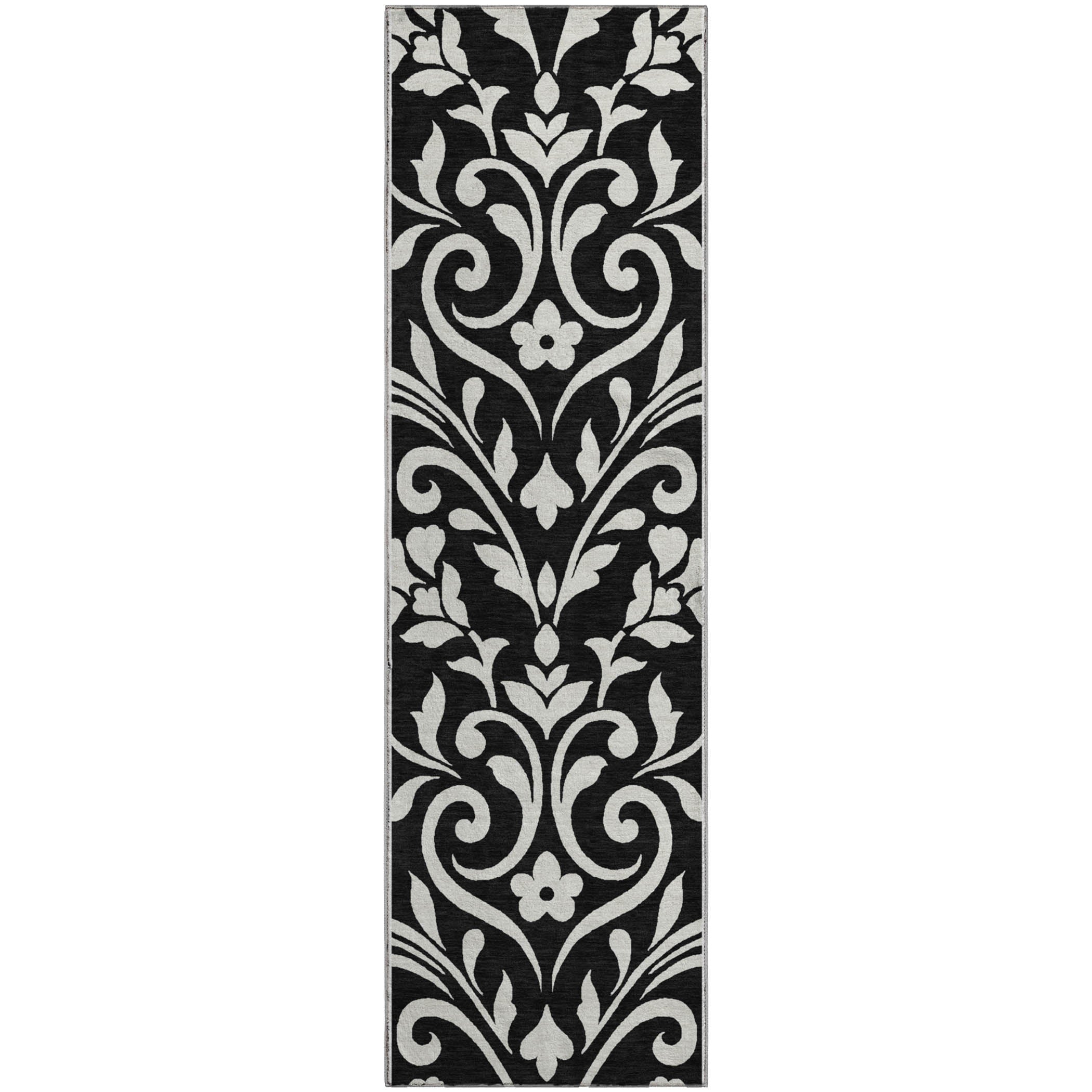 Montevideo Machine Washable Transitional Black Rug 2'3" x 7'6" #shape_Runner