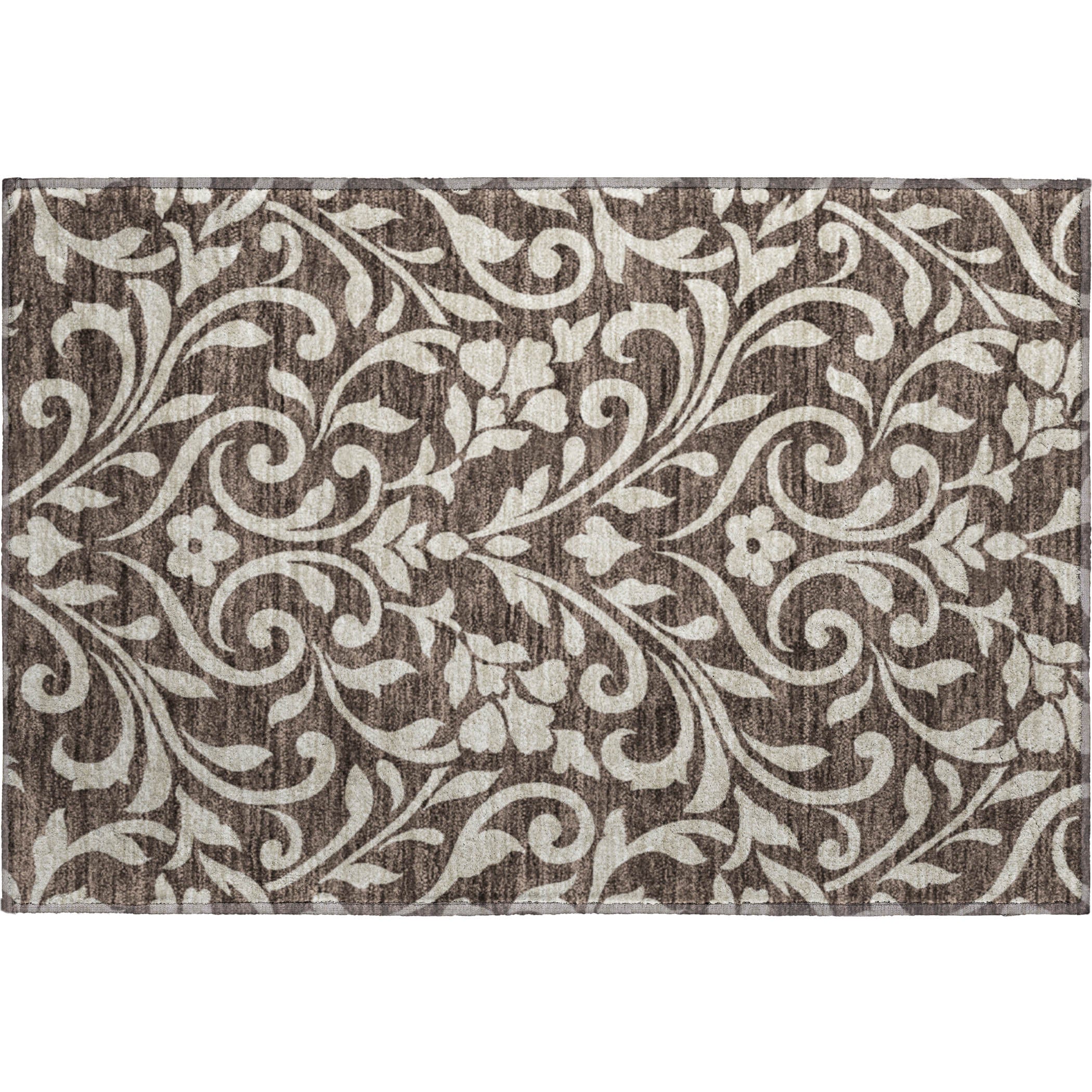 Montevideo Machine Washable Transitional Chocolate Brown Rug 1'8" x 2'6" #shape_Rectangle