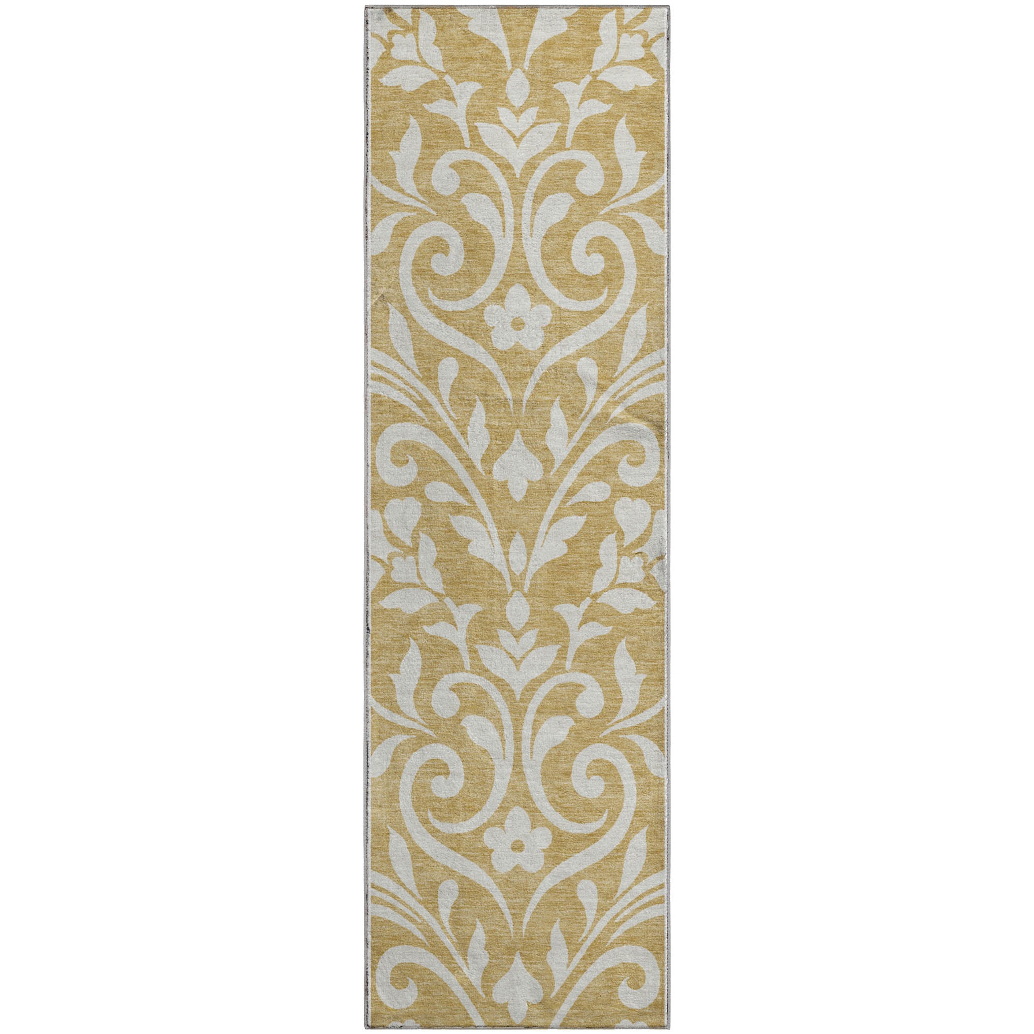Montevideo Machine Washable Transitional Gold Rug 2'3" x 7'6" #shape_Runner