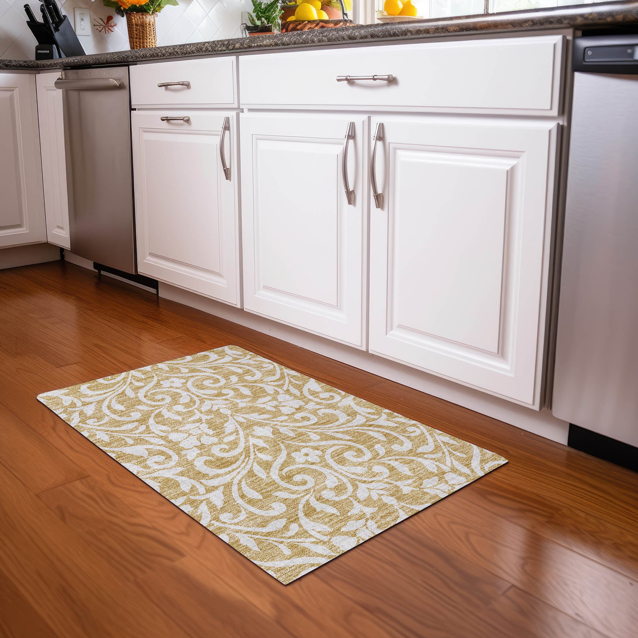 Montevideo Machine Washable Transitional Gold Rug 1'8" x 2'6" #shape_Rectangle