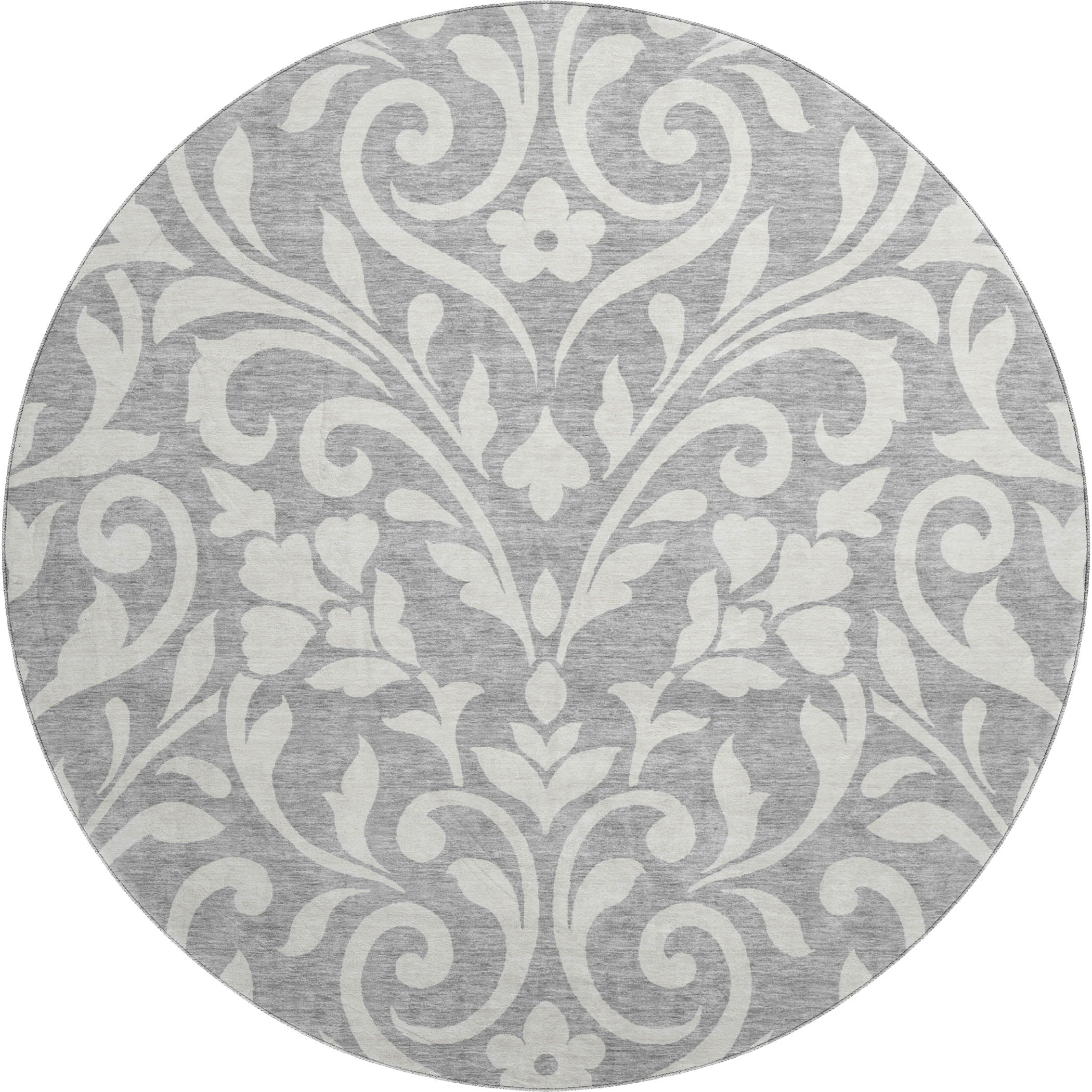 Montevideo Machine Washable Transitional Gray Rug 8' x 8' #shape_Round