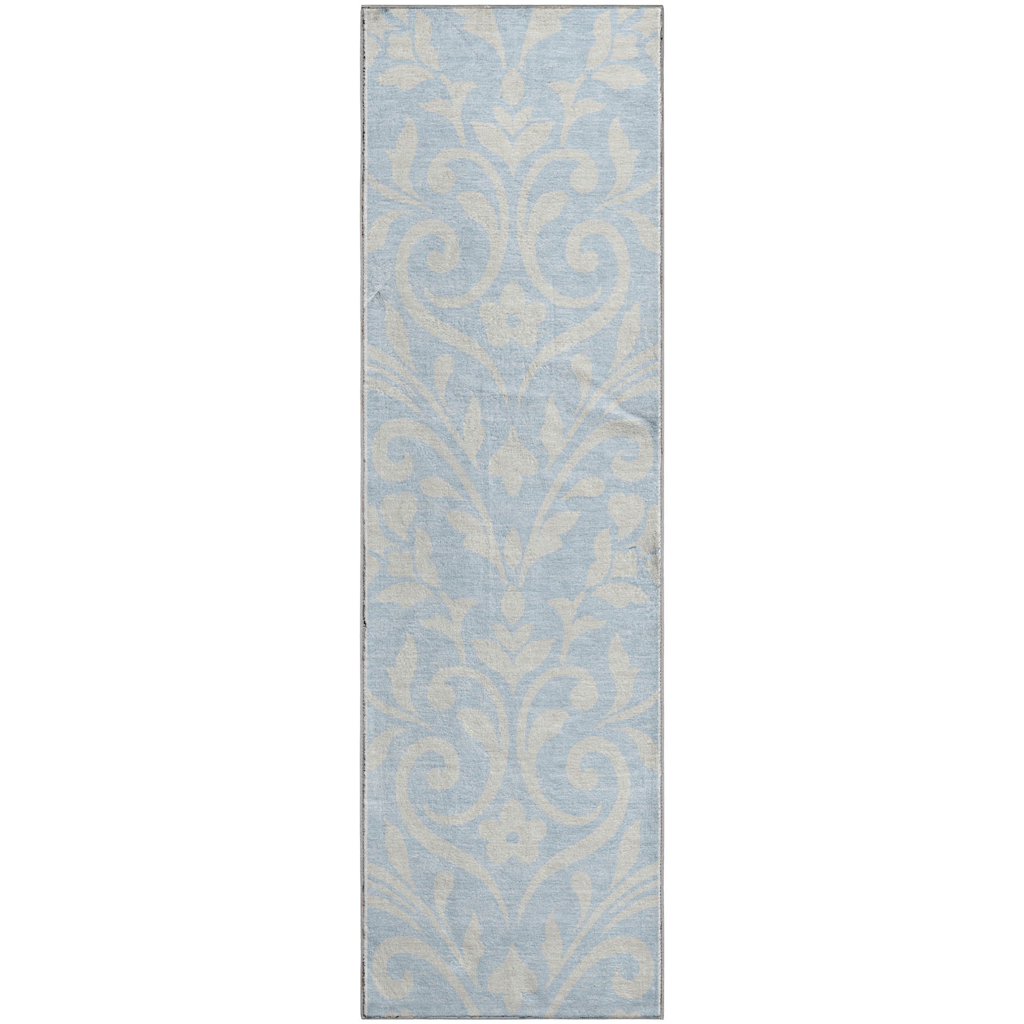 Montevideo Machine Washable Transitional Sky Blue Rug 2'3" x 7'6" #shape_Runner