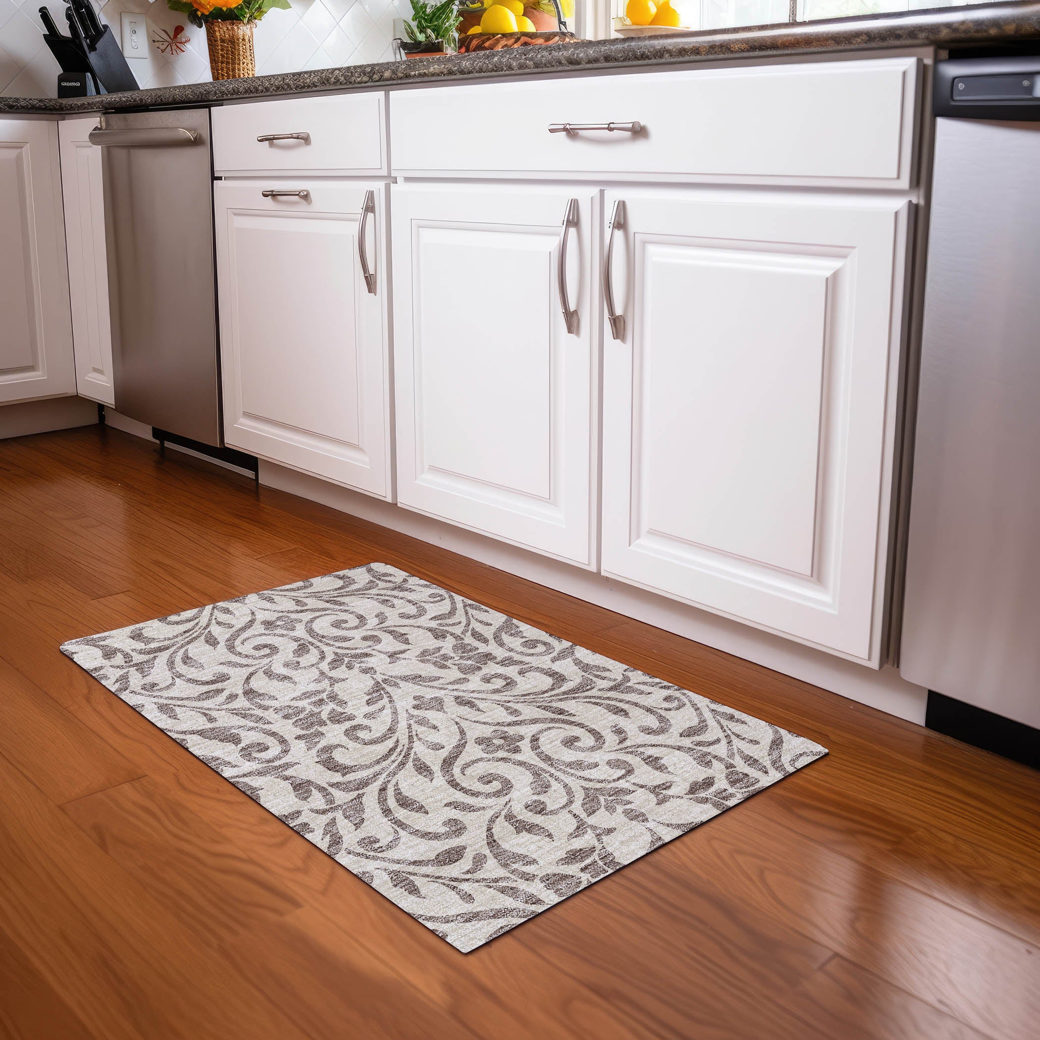 Montevideo Machine Washable Transitional Taupe Brown Rug 1'8" x 2'6" #shape_Rectangle