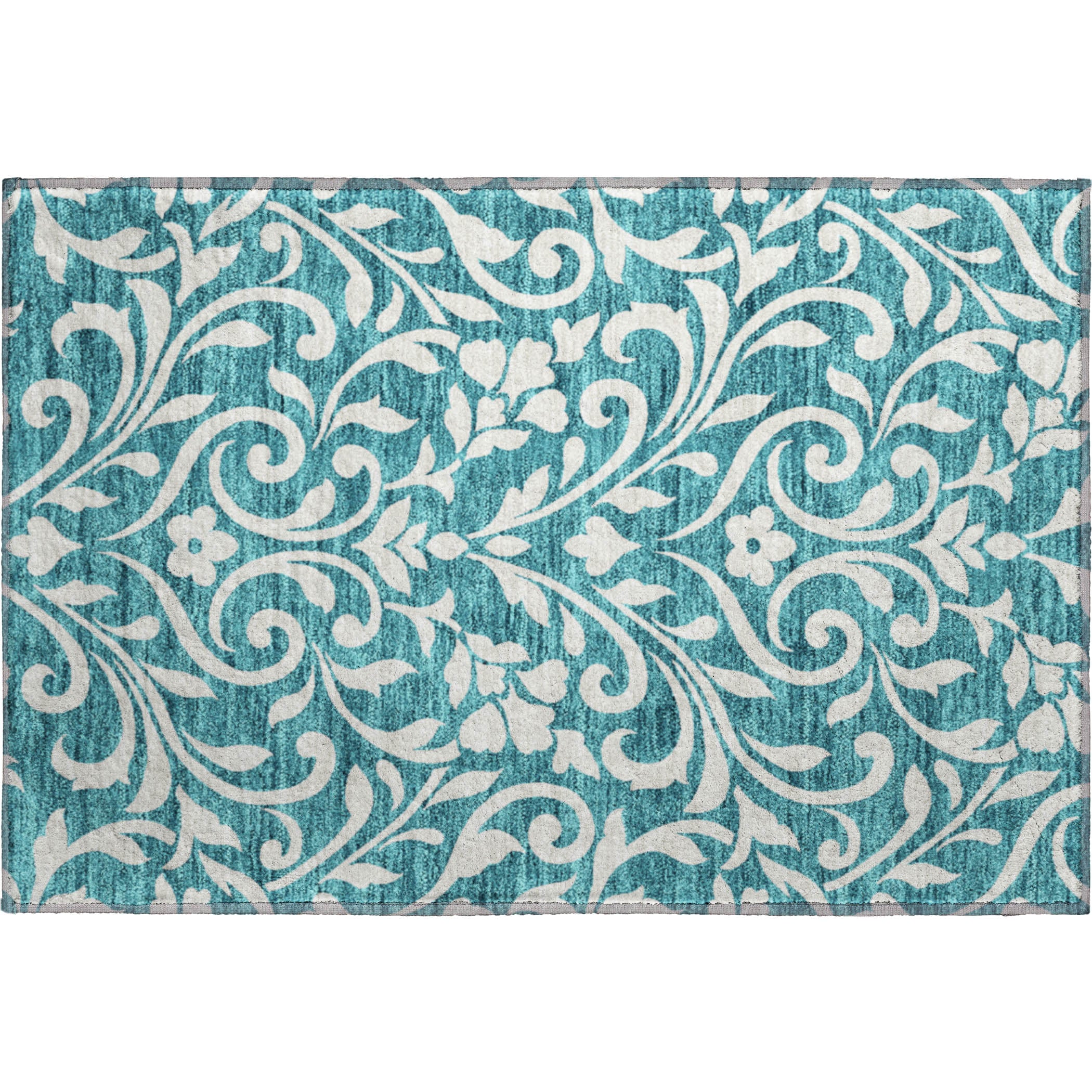 Montevideo Machine Washable Transitional Teal Rug 1'8" x 2'6" #shape_Rectangle