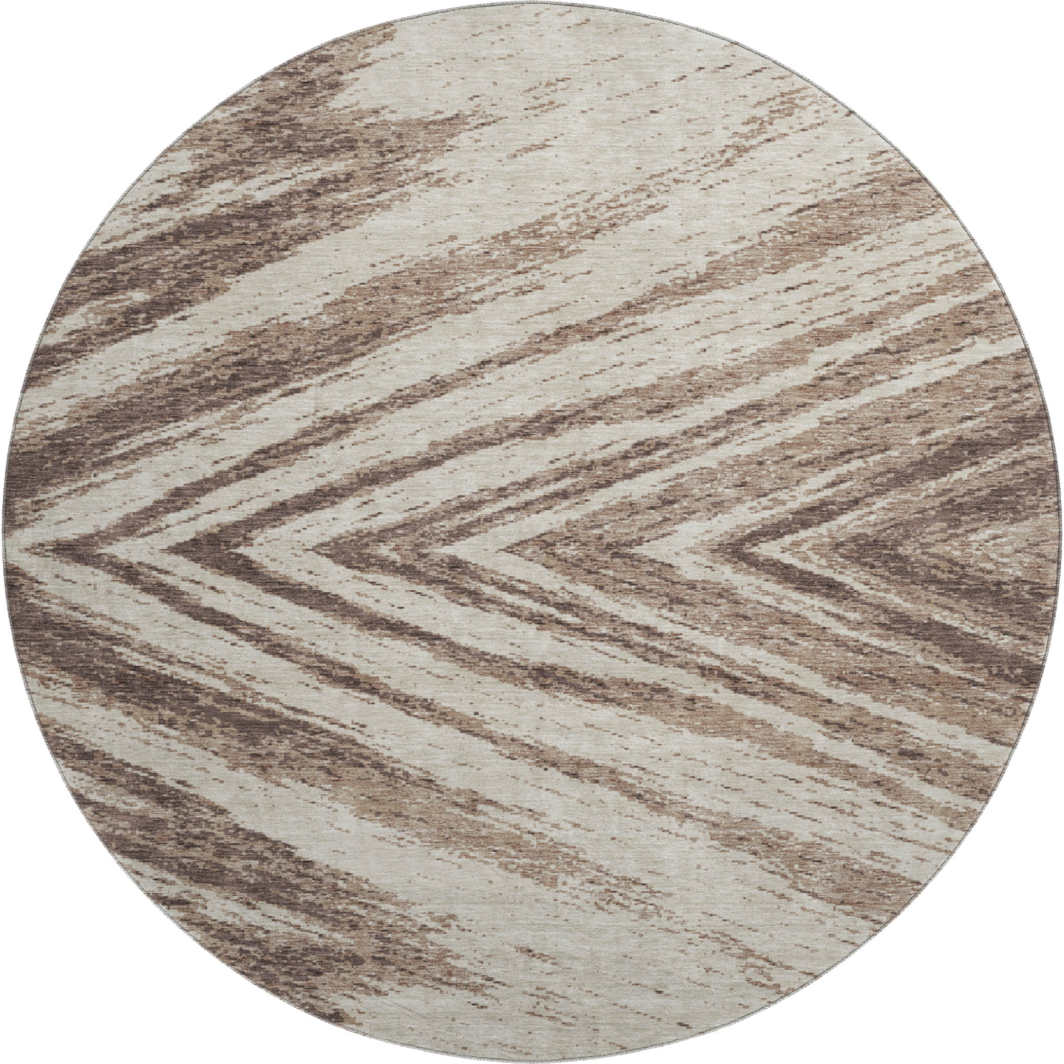 Bern Machine Washable Transitional Brown Rug 8' x 8' #shape_Round
