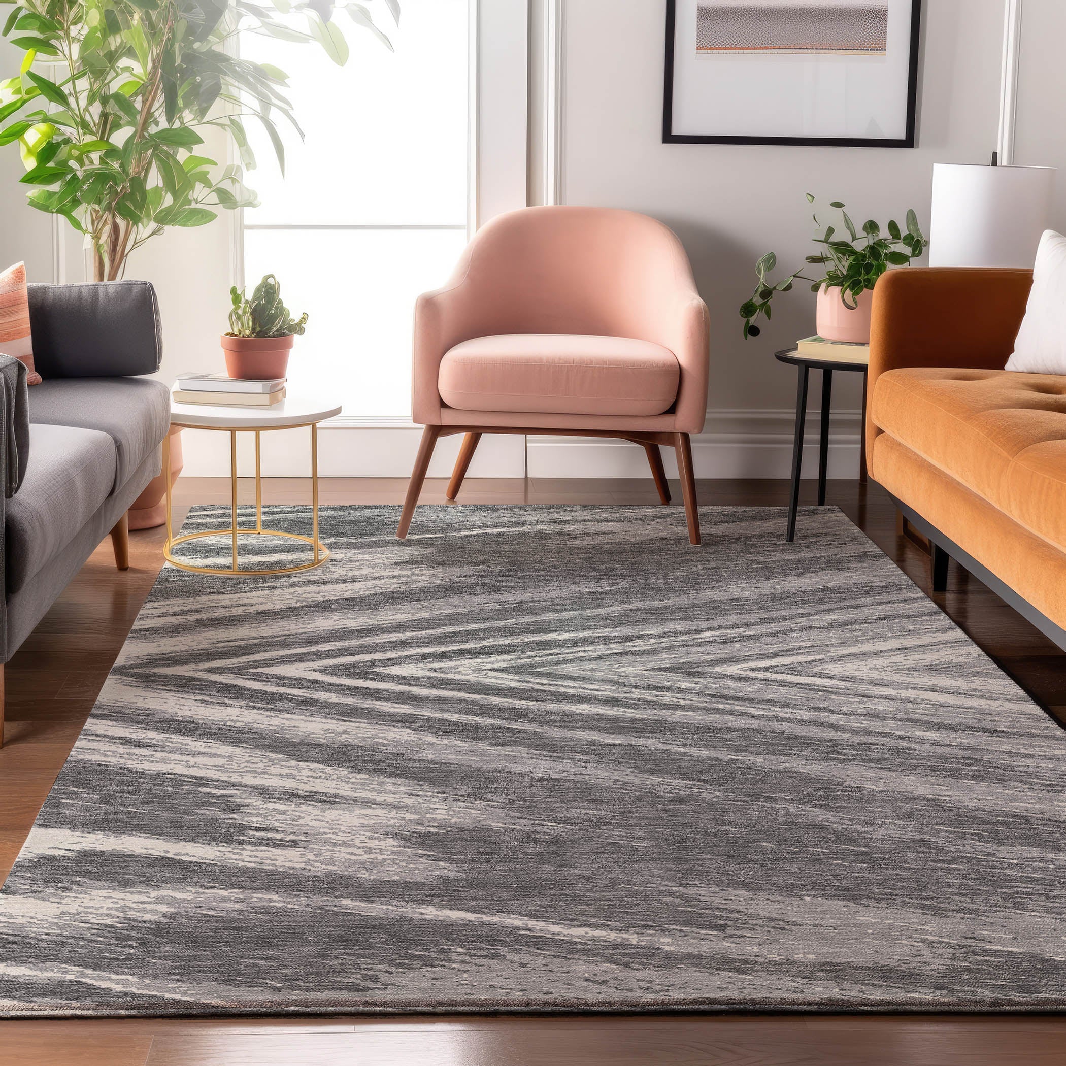 Bern Machine Washable Transitional Gray Rug 2'6" x 3'10" #shape_Rectangle
