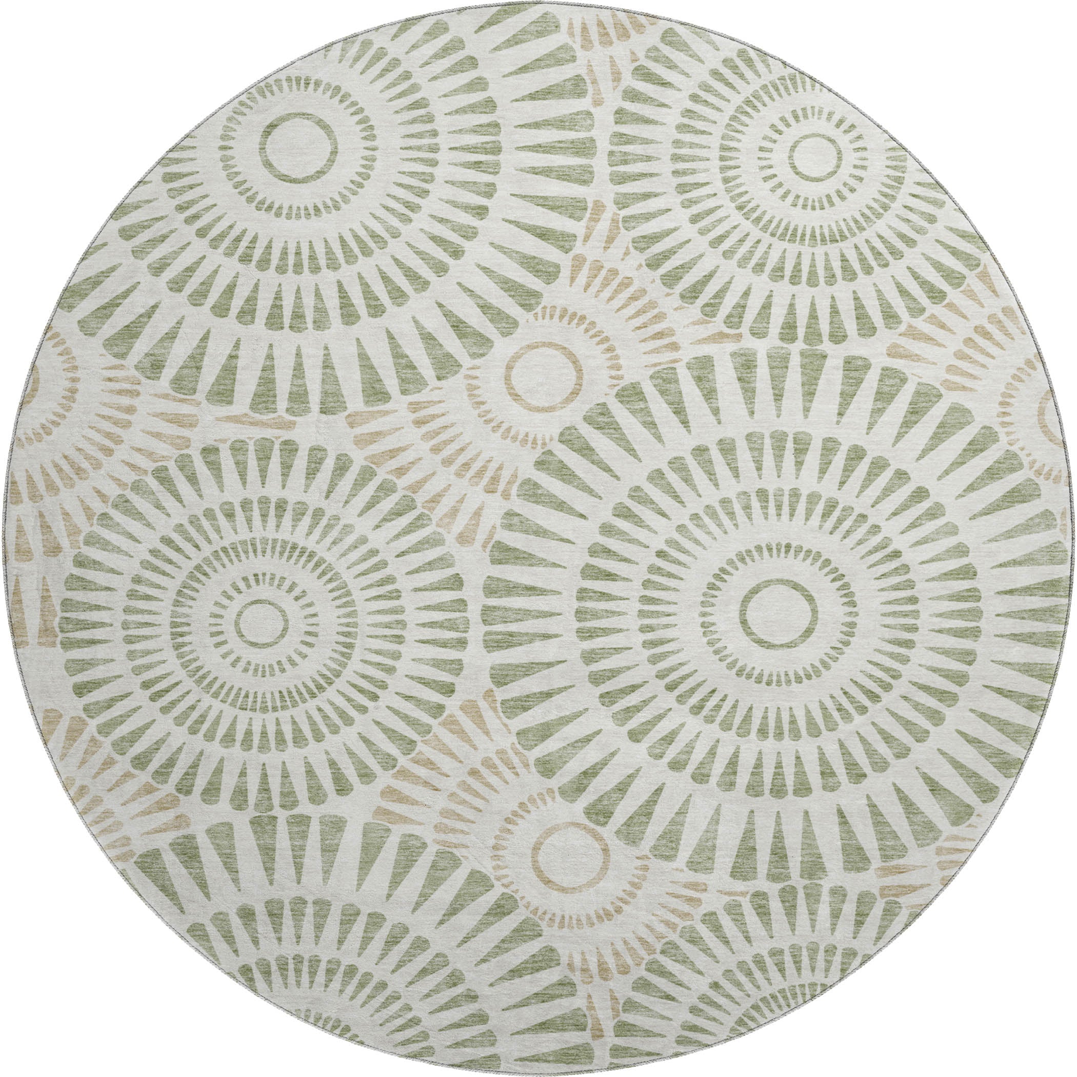 Oslo Machine Washable Transitional Aloe Green Rug 8' x 8' #shape_Round