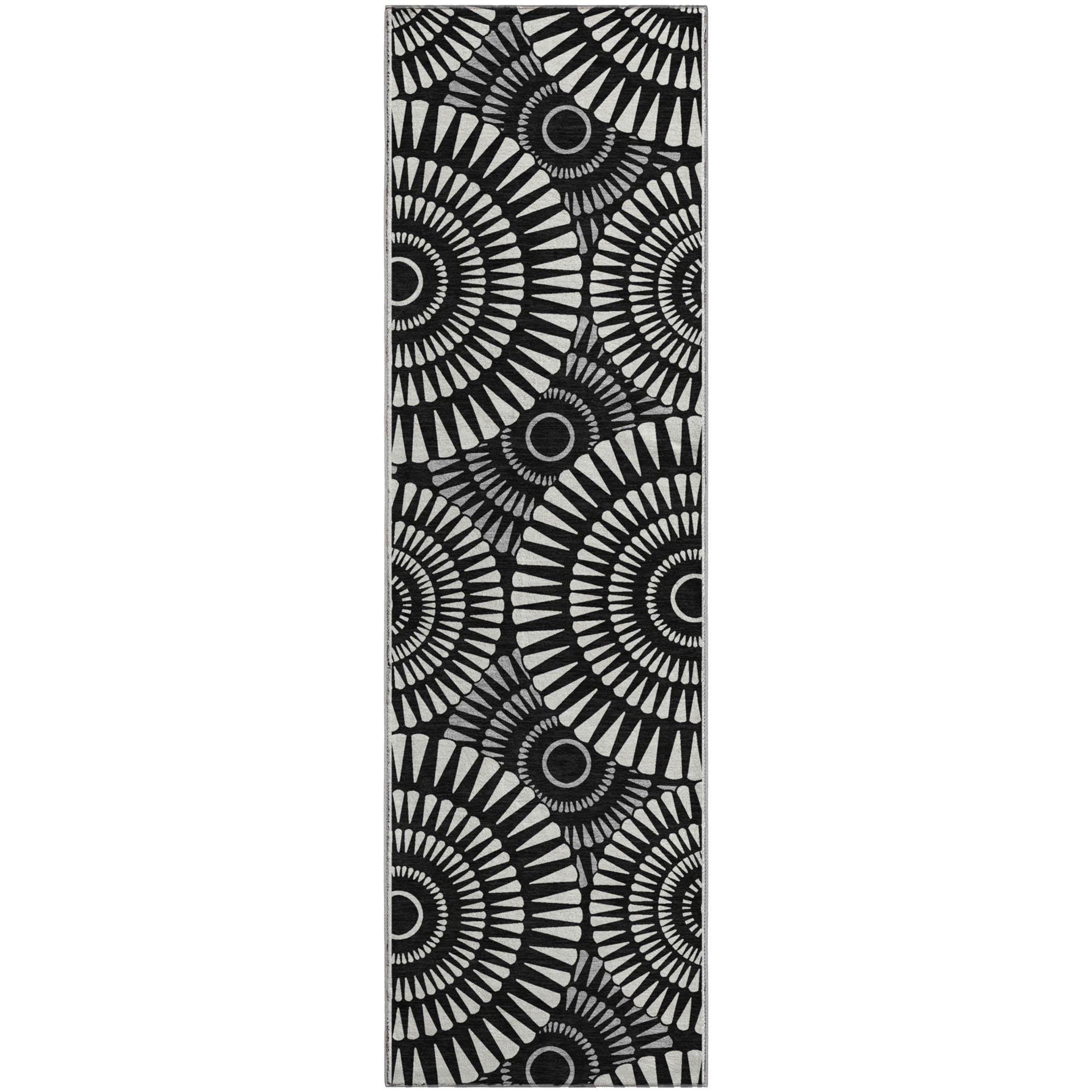 Oslo Machine Washable Transitional Black Rug 2'3" x 7'6" #shape_Runner