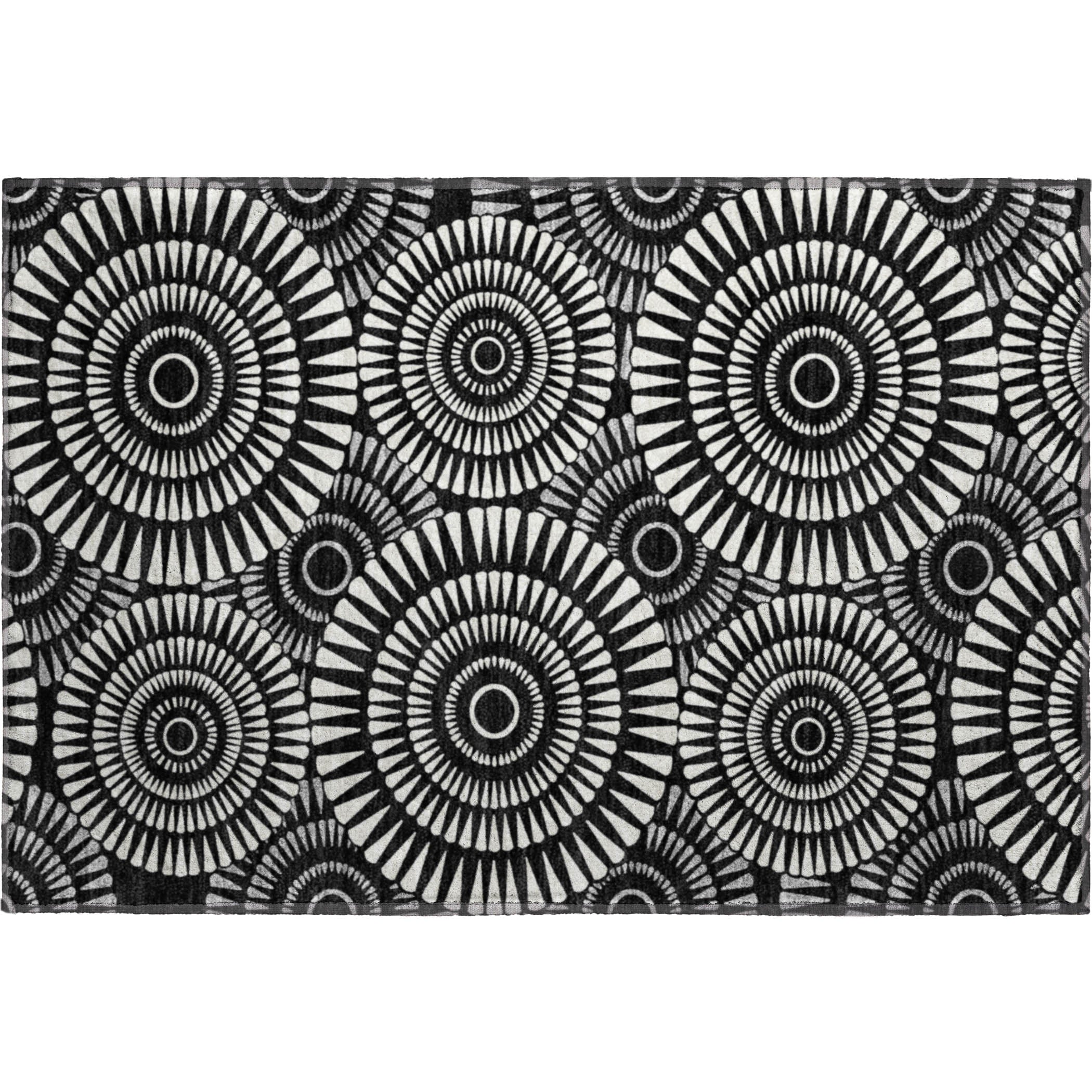 Oslo Machine Washable Transitional Black Rug 1'8" x 2'6" #shape_Rectangle