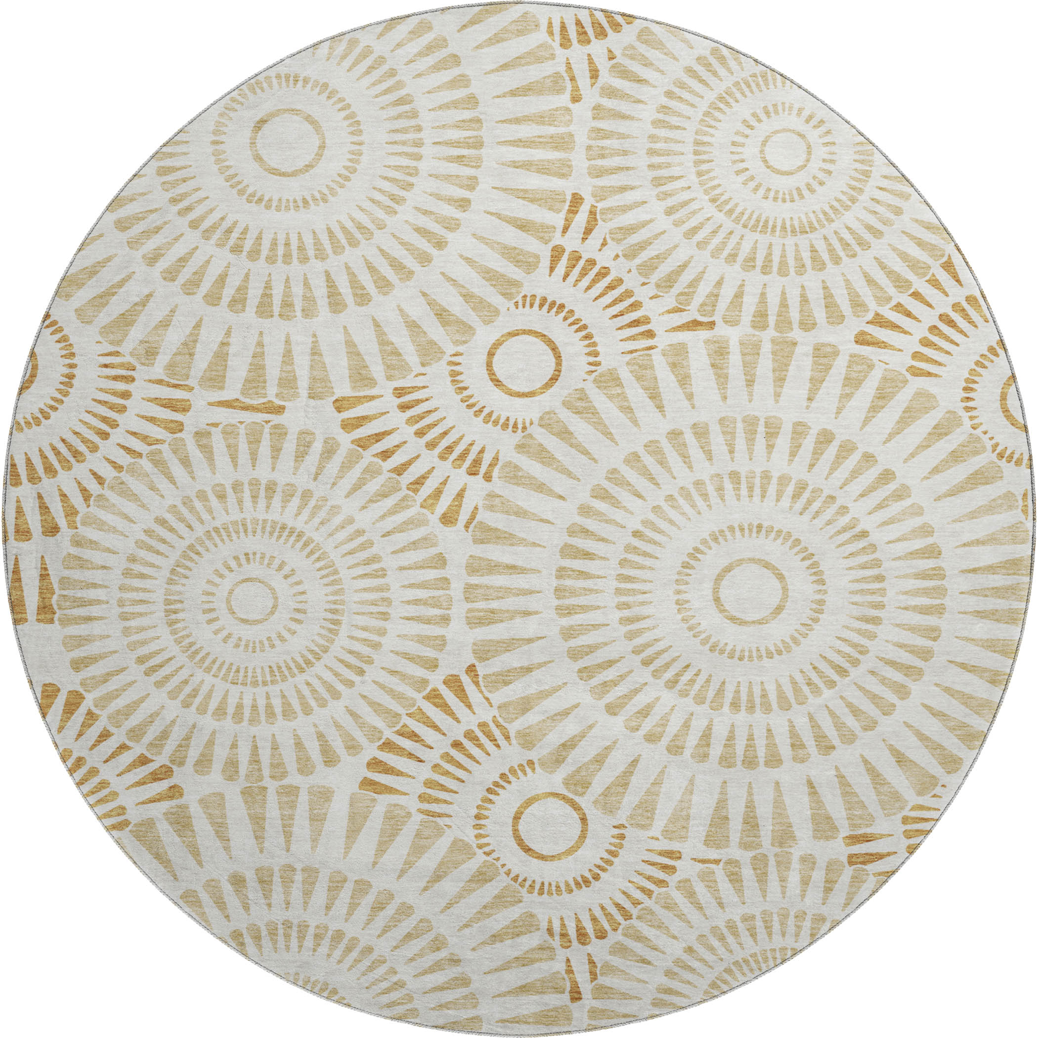 Oslo Machine Washable Transitional Gold Rug 8' x 8' #shape_Round