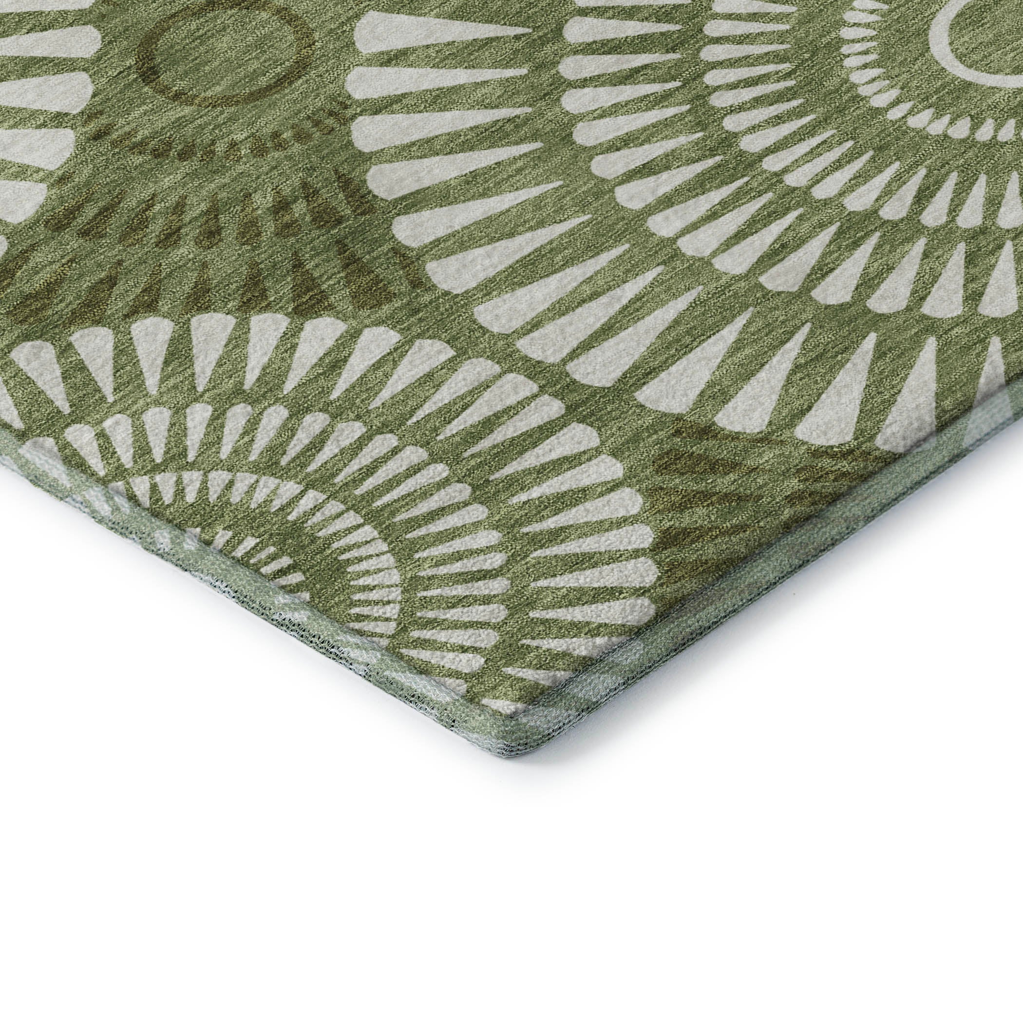 Oslo Machine Washable Transitional Green Rug 1'8" x 2'6" #shape_Rectangle