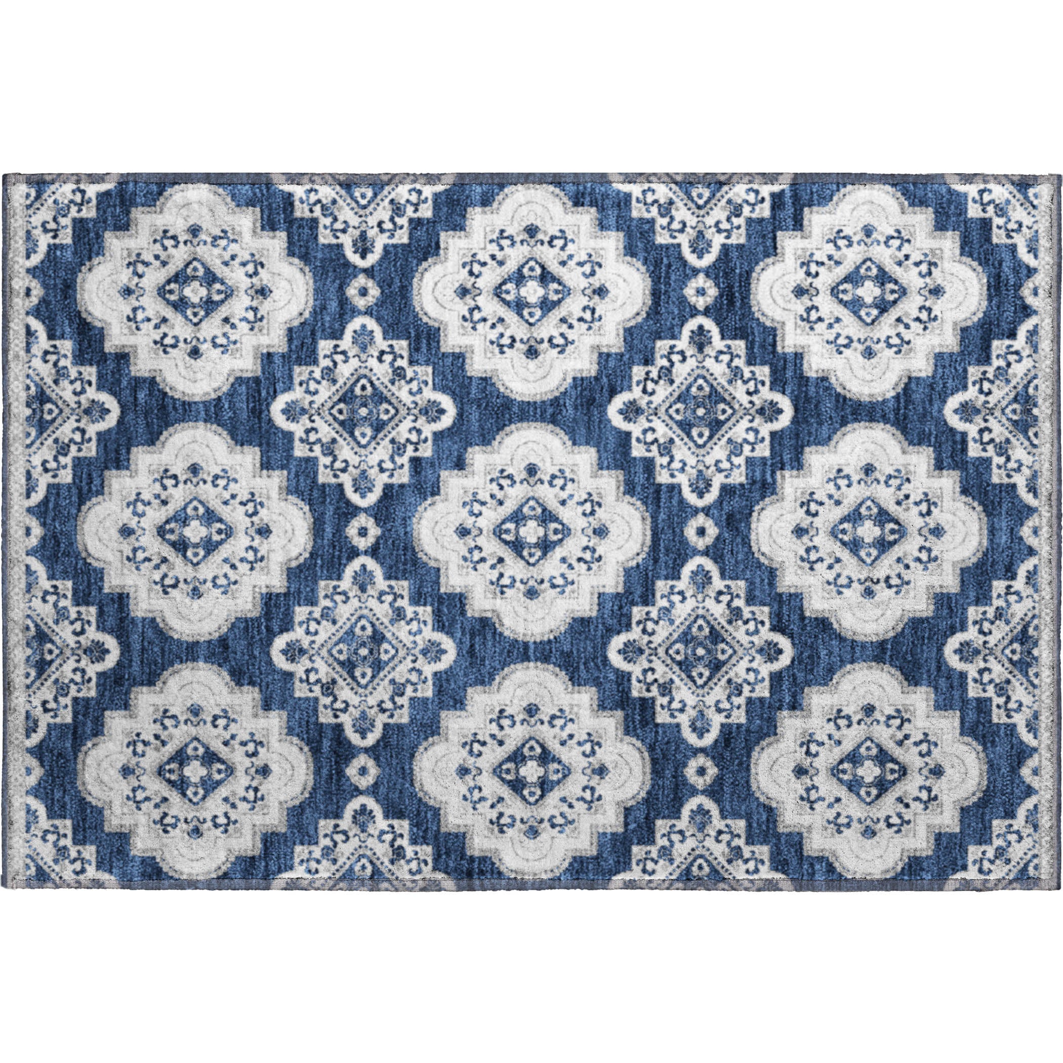 Vienna Machine Washable Transitional Navy Blue Rug 1'8" x 2'6" #shape_Rectangle