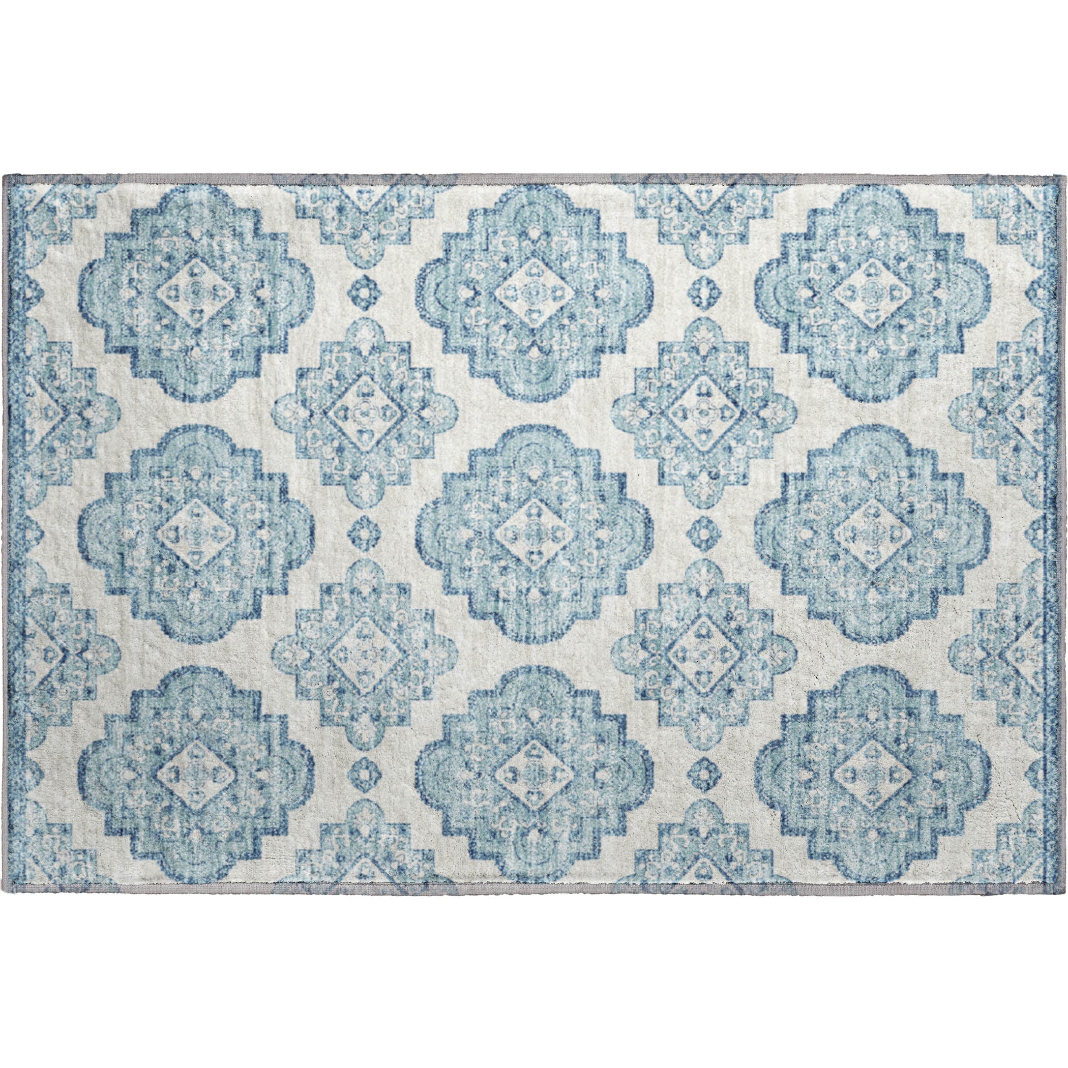 Vienna Machine Washable Transitional Teal Rug 1'8" x 2'6" #shape_Rectangle