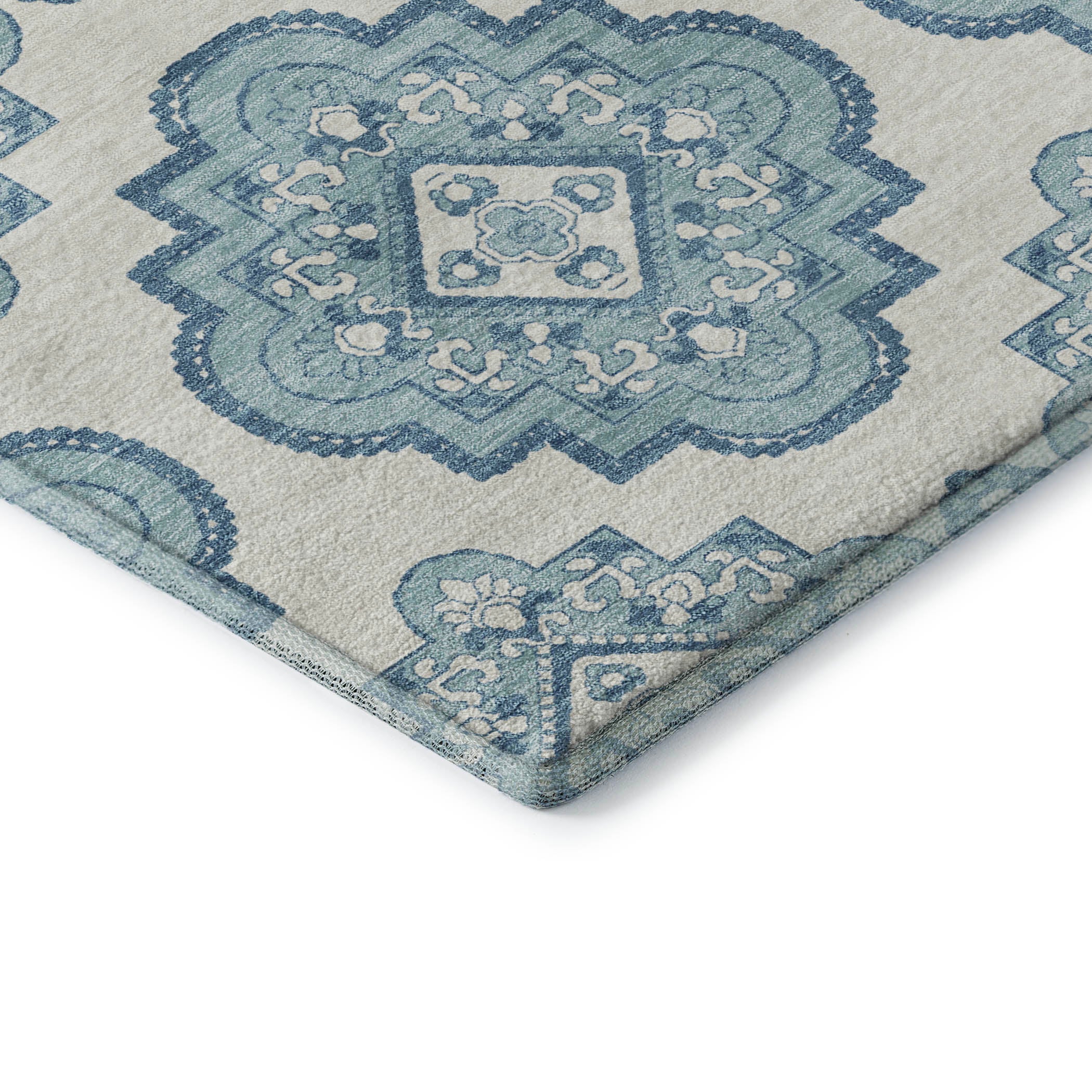 Vienna Machine Washable Transitional Teal Rug 1'8" x 2'6" #shape_Rectangle