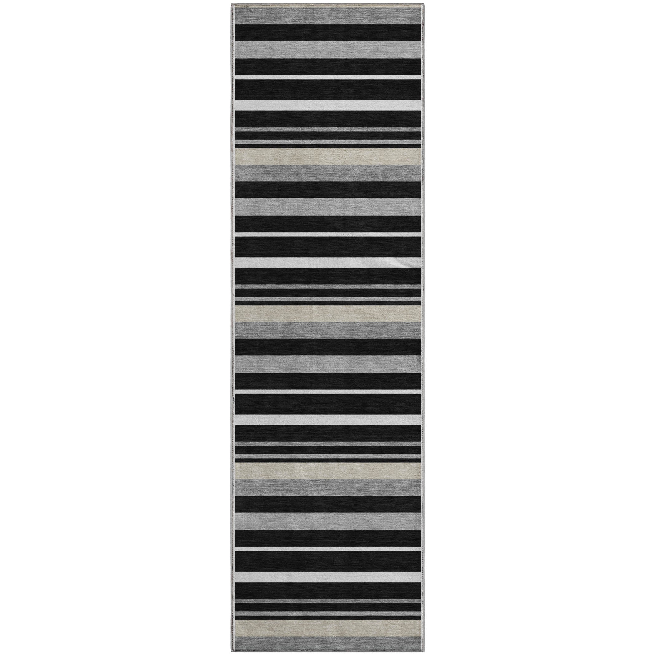 Bangkok Machine Washable Transitional Black Rug 2'3" x 7'6" #shape_Runner