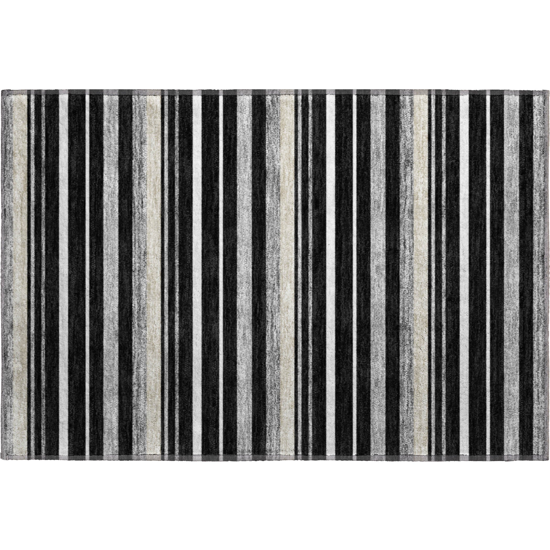 Bangkok Machine Washable Transitional Black Rug 1'8" x 2'6" #shape_Rectangle