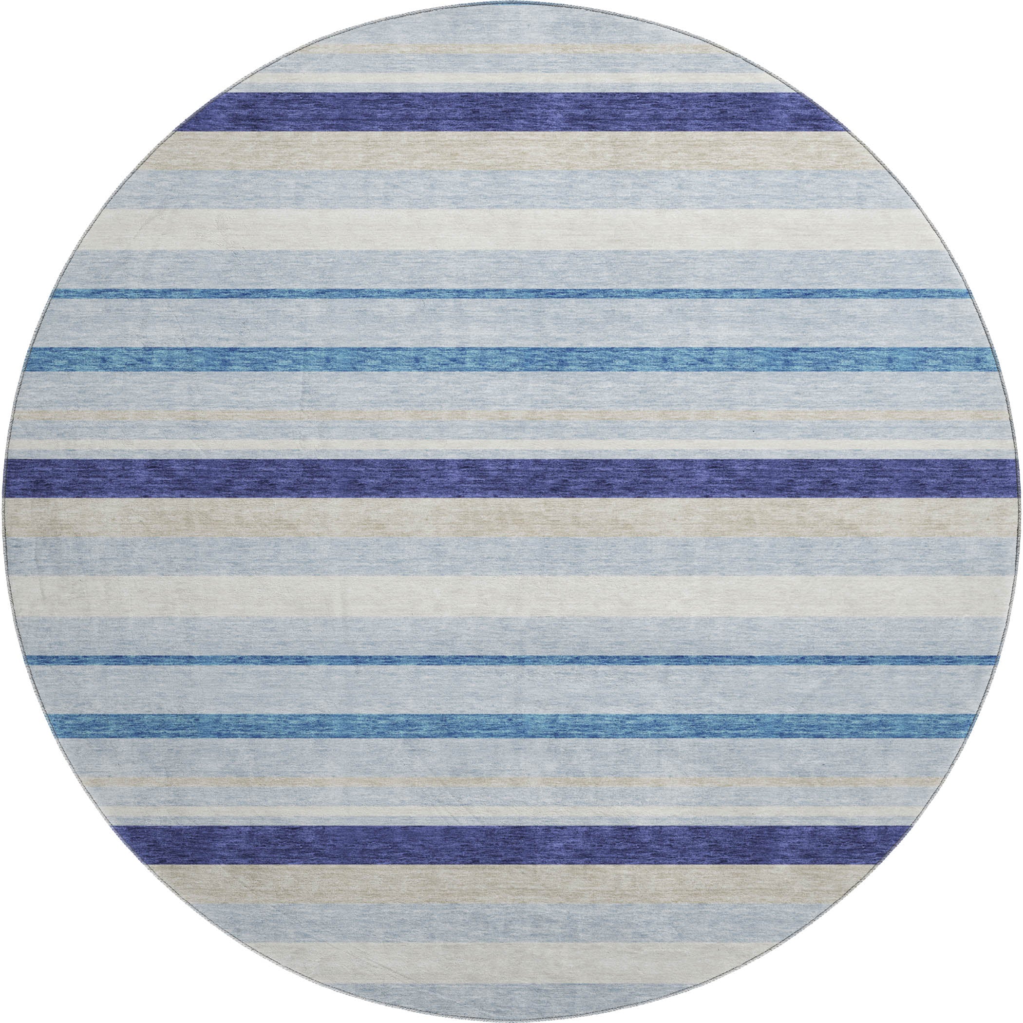 Bangkok Machine Washable Transitional Blue Rug 8' x 8' #shape_Round