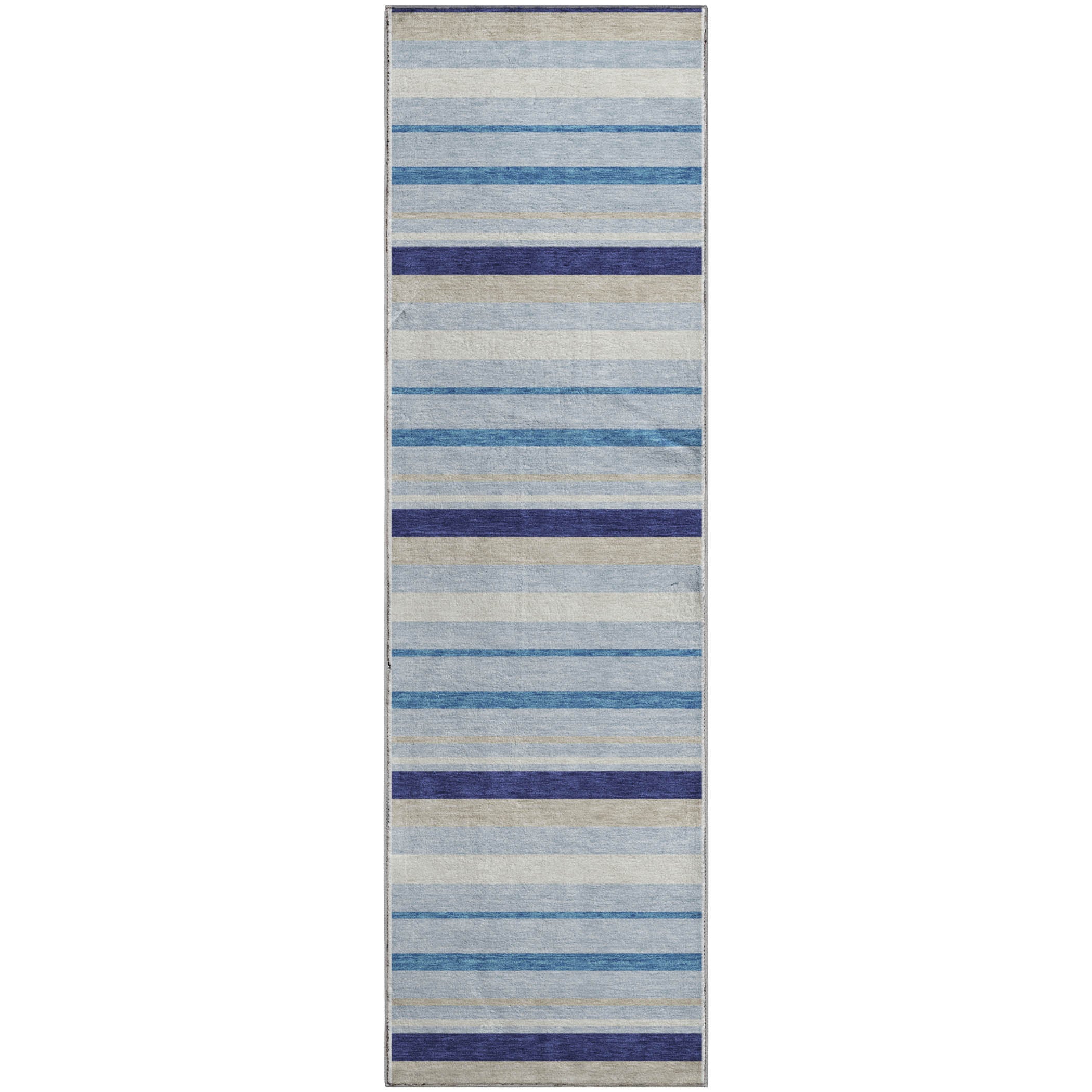 Bangkok Machine Washable Transitional Blue Rug 2'3" x 7'6" #shape_Runner