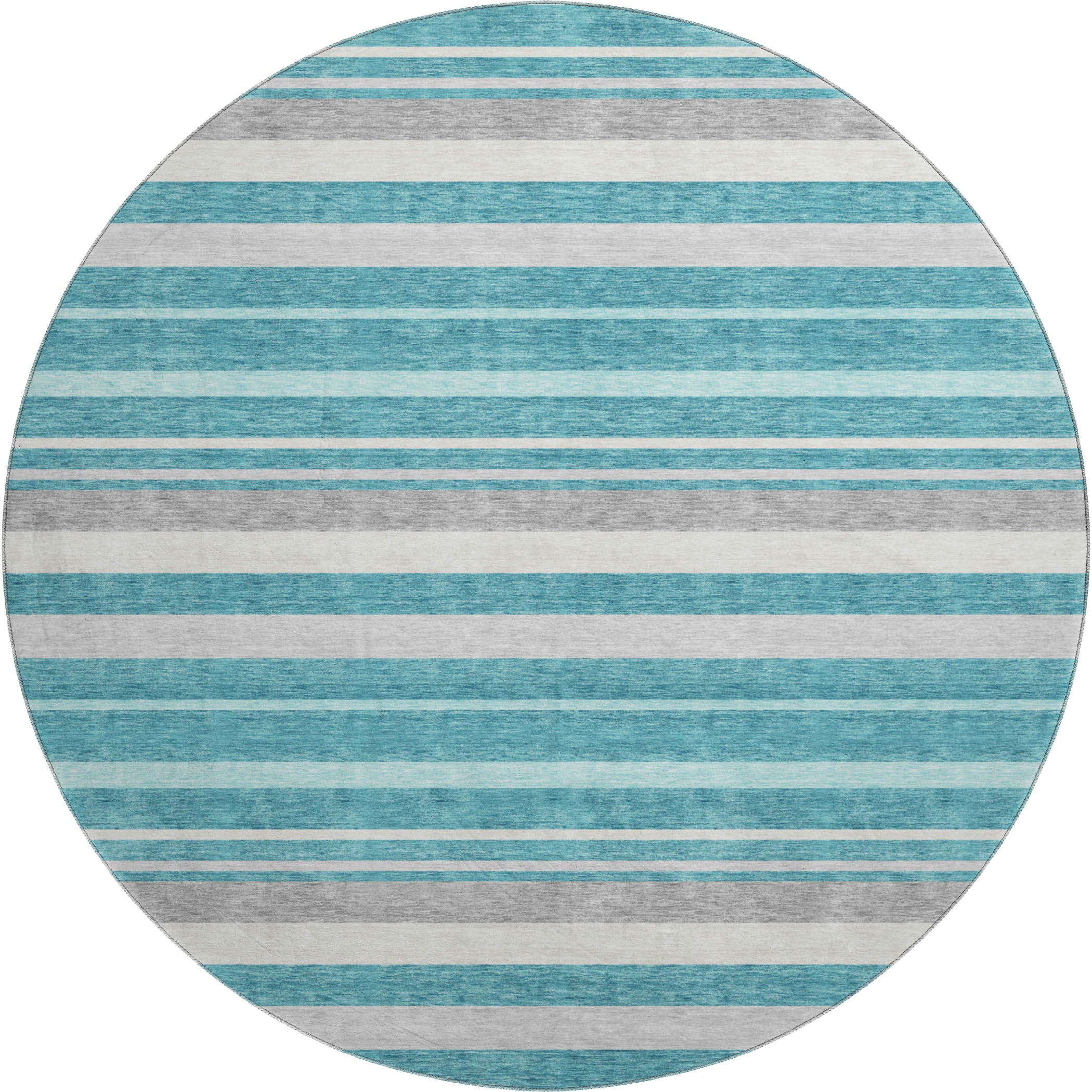 Bangkok Machine Washable Transitional Teal Rug 8' x 8' #shape_Round
