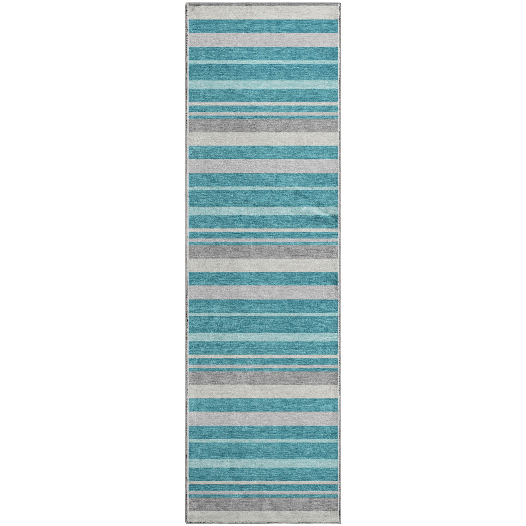 Bangkok Machine Washable Transitional Teal Rug 2'3" x 7'6" #shape_Runner