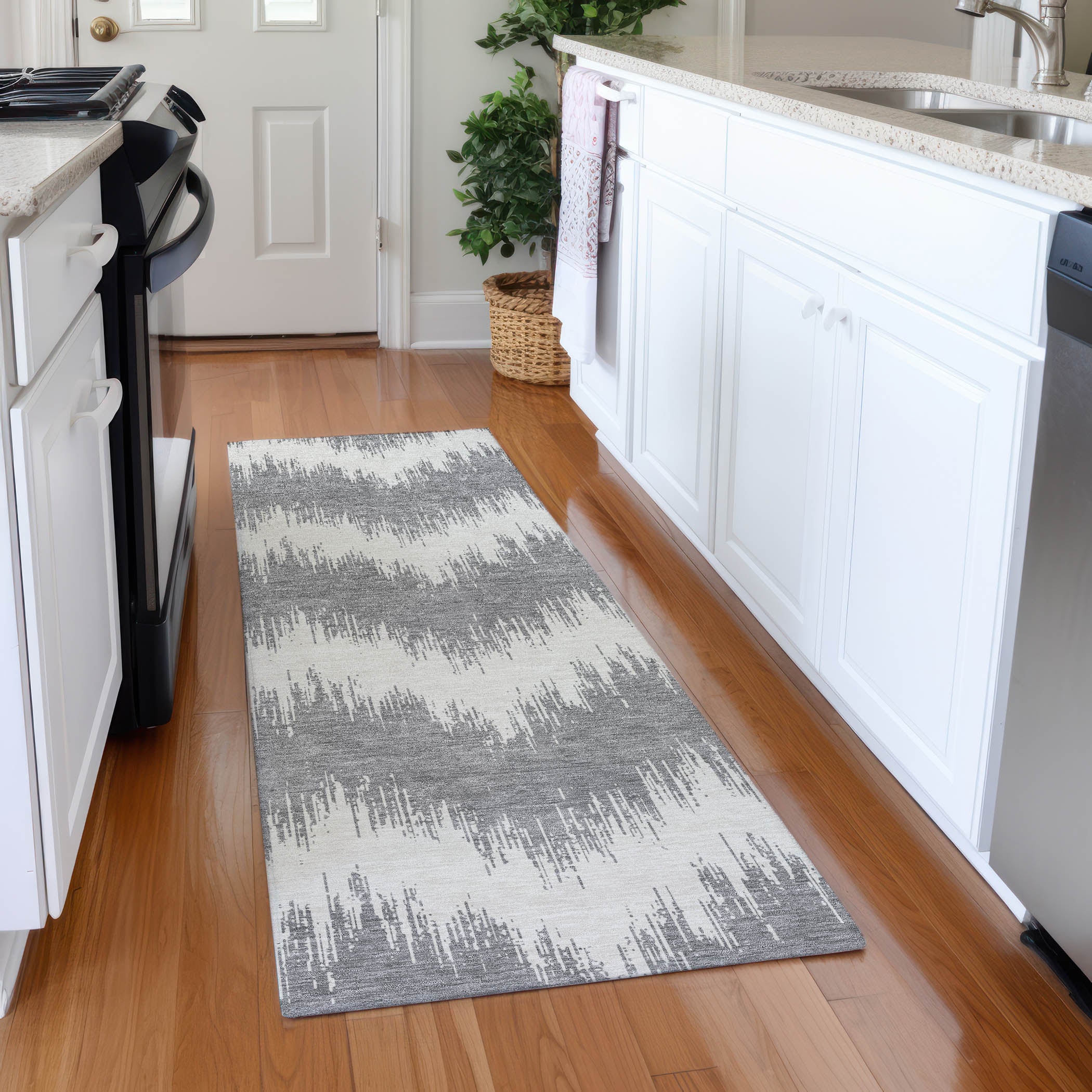 Bruges Machine Washable Transitional Gray Rug 2'3" x 7'6" #shape_Runner