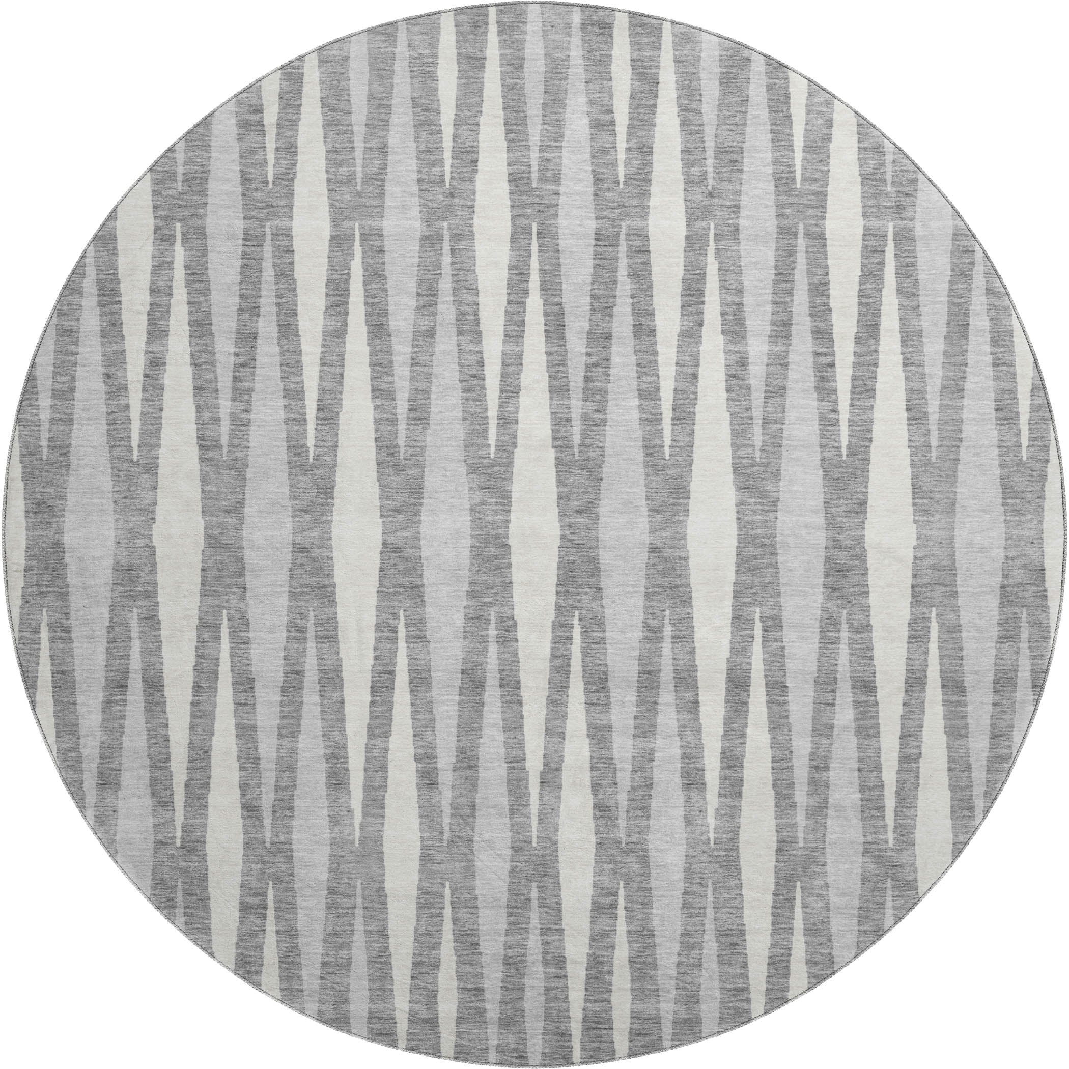 Zanzibar Machine Washable Transitional Gray Rug 8' x 8' #shape_Round