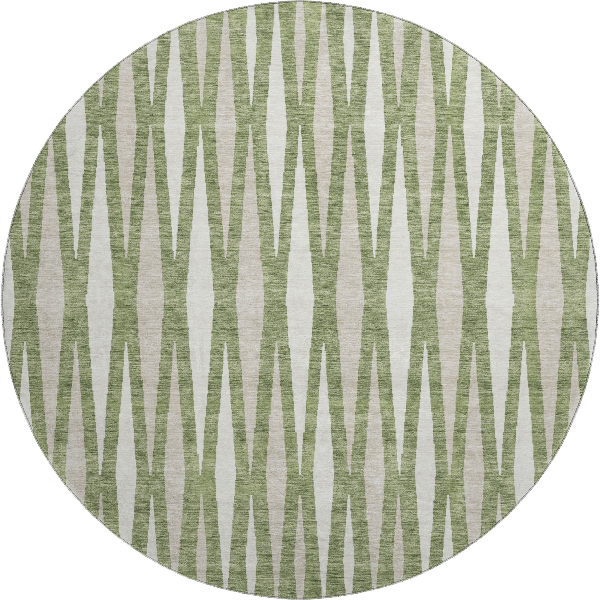Zanzibar Machine Washable Transitional Green Rug 8' x 8' #shape_Round