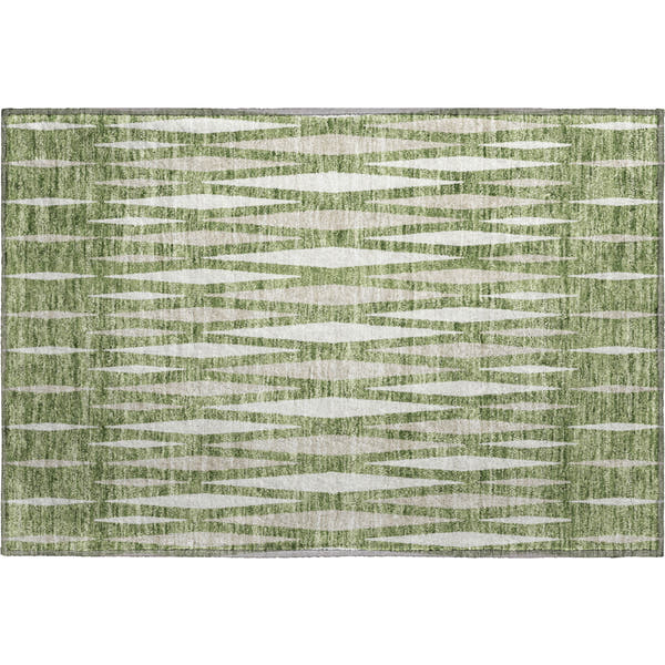 Zanzibar Machine Washable Transitional Green Rug 1'8" x 2'6"