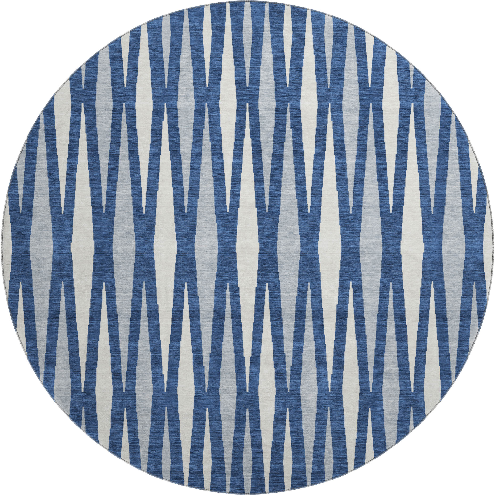 Zanzibar Machine Washable Transitional Navy Blue Rug 8' x 8' #shape_Round