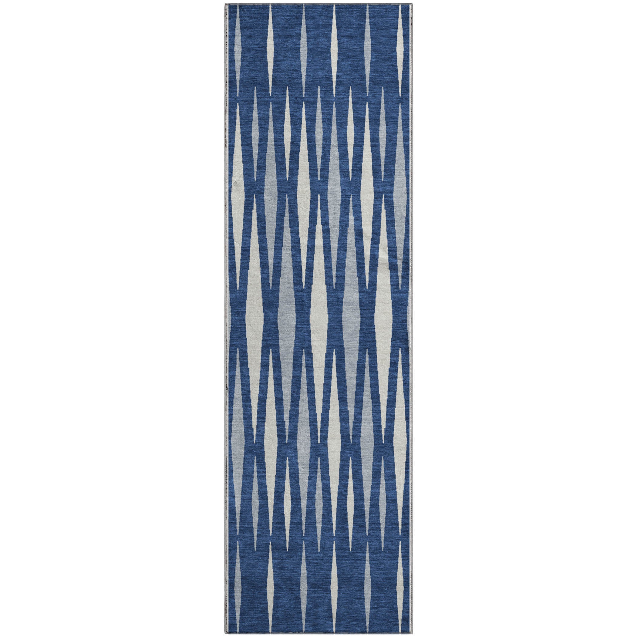 Zanzibar Machine Washable Transitional Navy Blue Rug 2'3" x 7'6" #shape_Runner