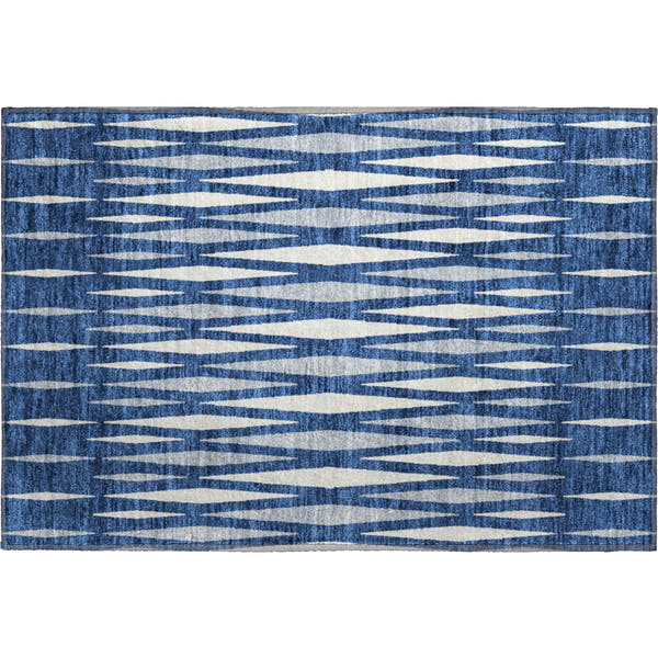 Zanzibar Machine Washable Transitional Navy Blue Rug 1'8" x 2'6"