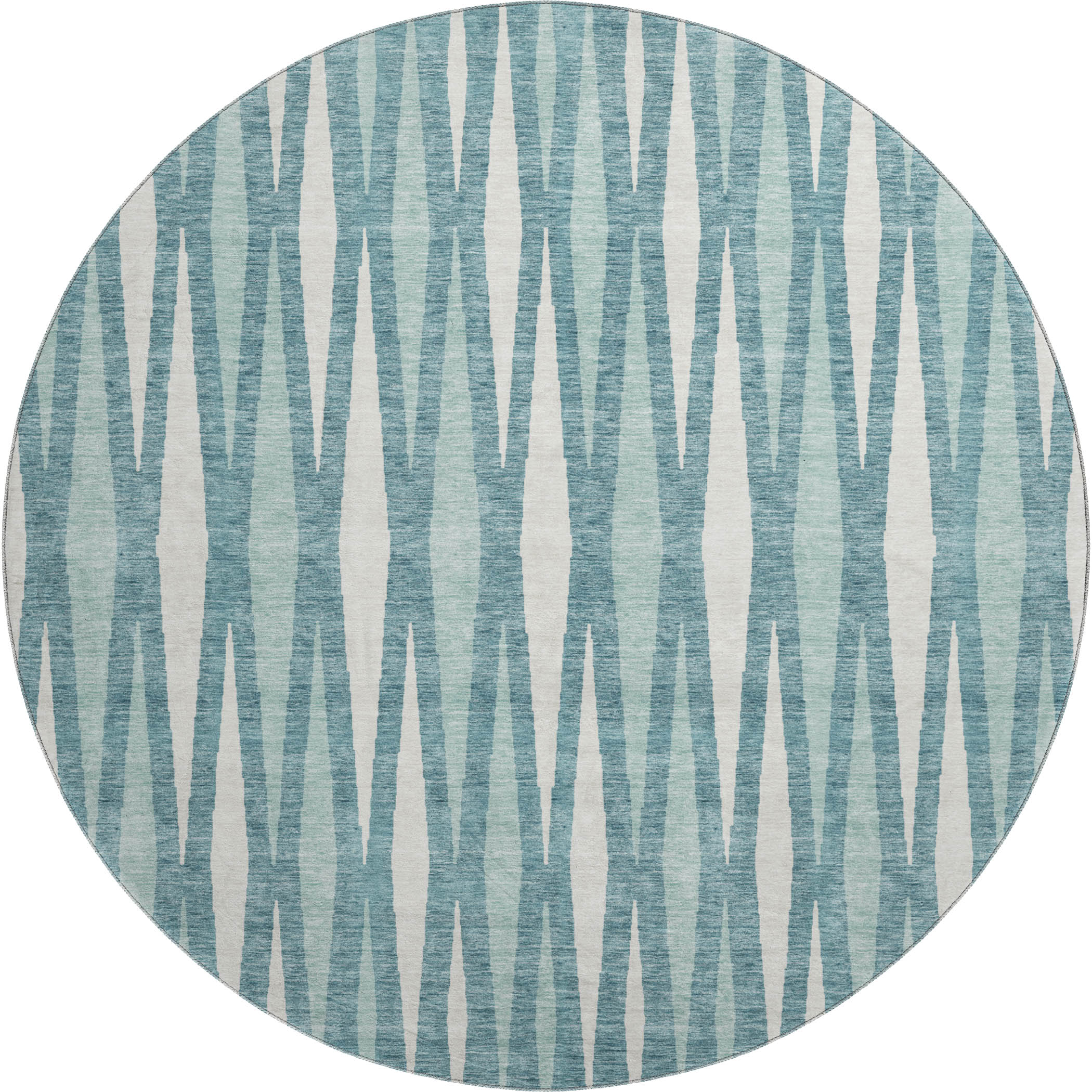 Zanzibar Machine Washable Transitional Teal Rug 8' x 8' #shape_Round