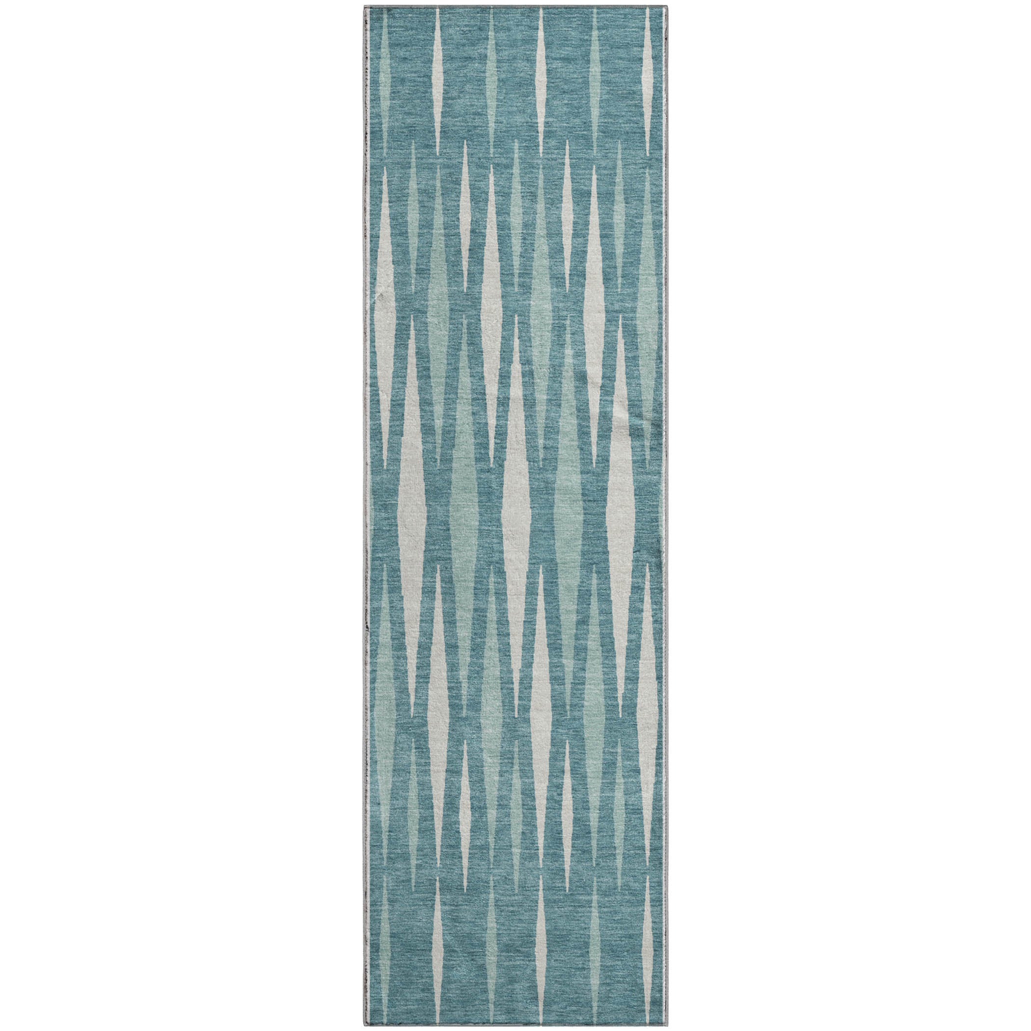 Zanzibar Machine Washable Transitional Teal Rug 2'3" x 7'6" #shape_Runner