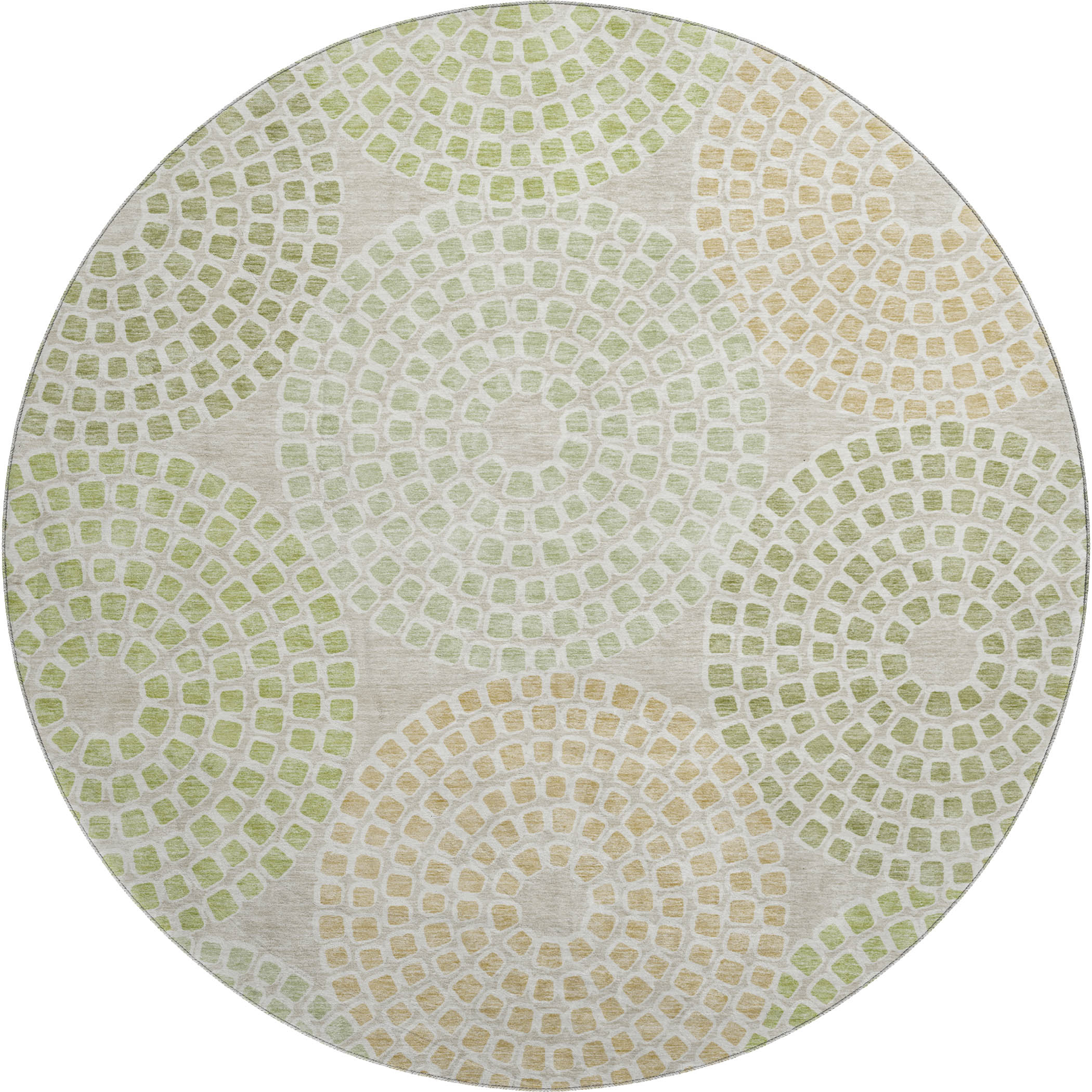Colombo Machine Washable Transitional Aloe Green Rug 8' x 8' #shape_Round