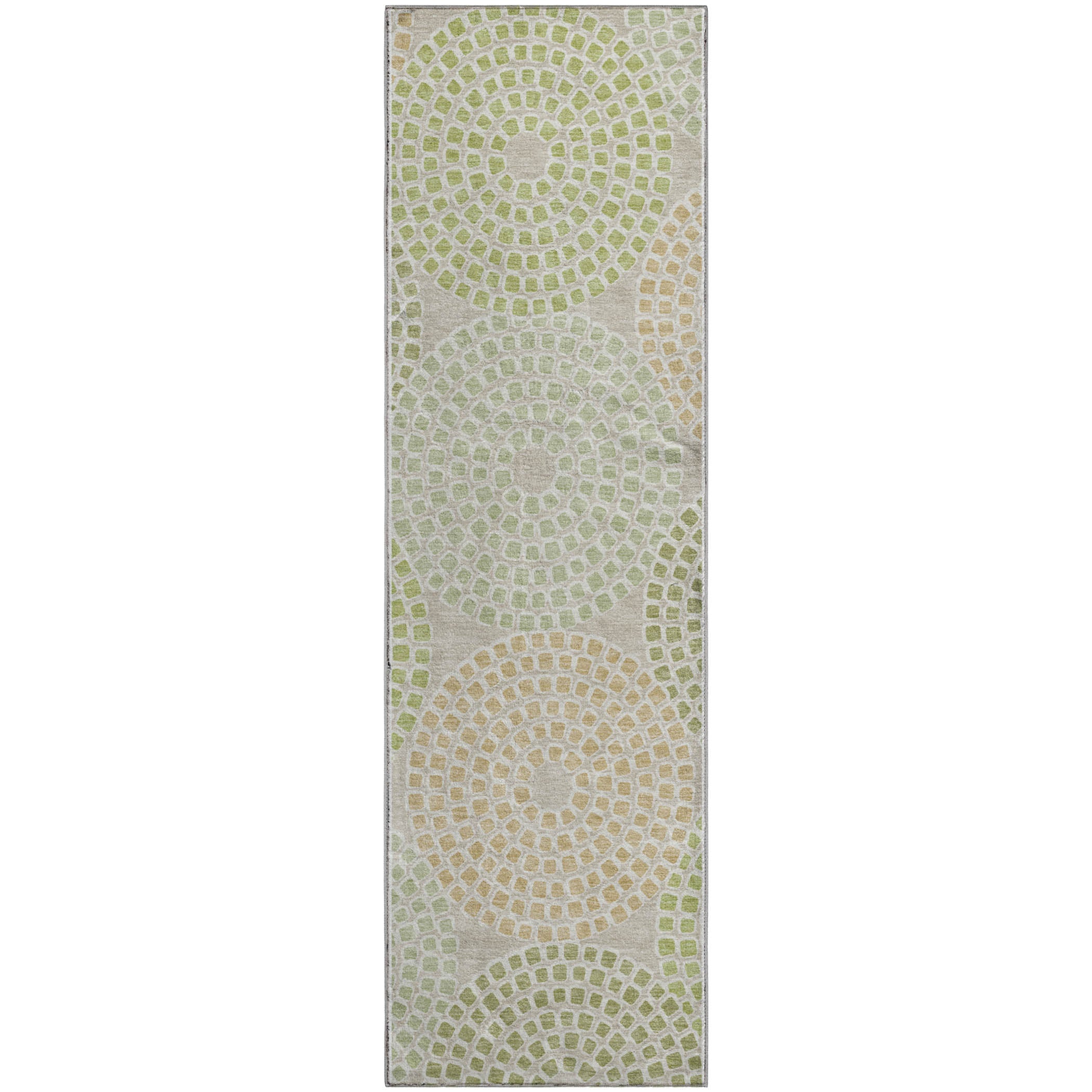 Colombo Machine Washable Transitional Aloe Green Rug 2'3" x 7'6" #shape_Runner
