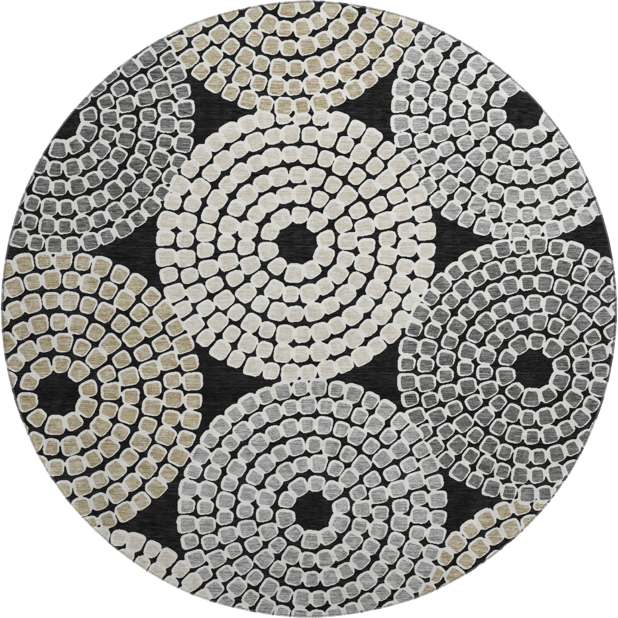 Colombo Machine Washable Transitional Black Rug 8' x 8' #shape_Round