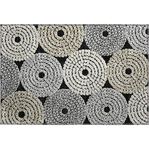 Colombo Machine Washable Transitional Black Rug 1'8" x 2'6"